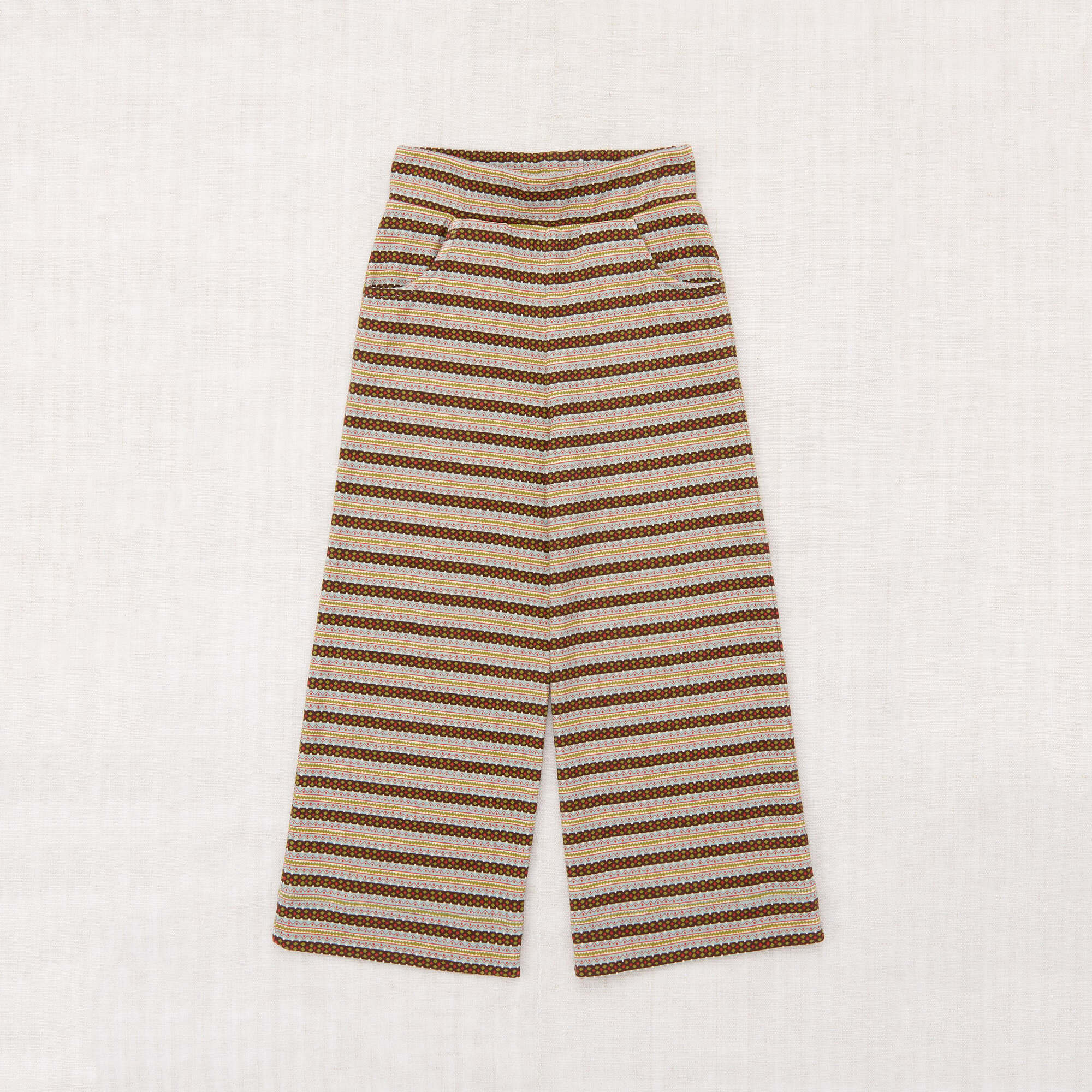 Boys & Girls Beige Stripes Cotton Trousers