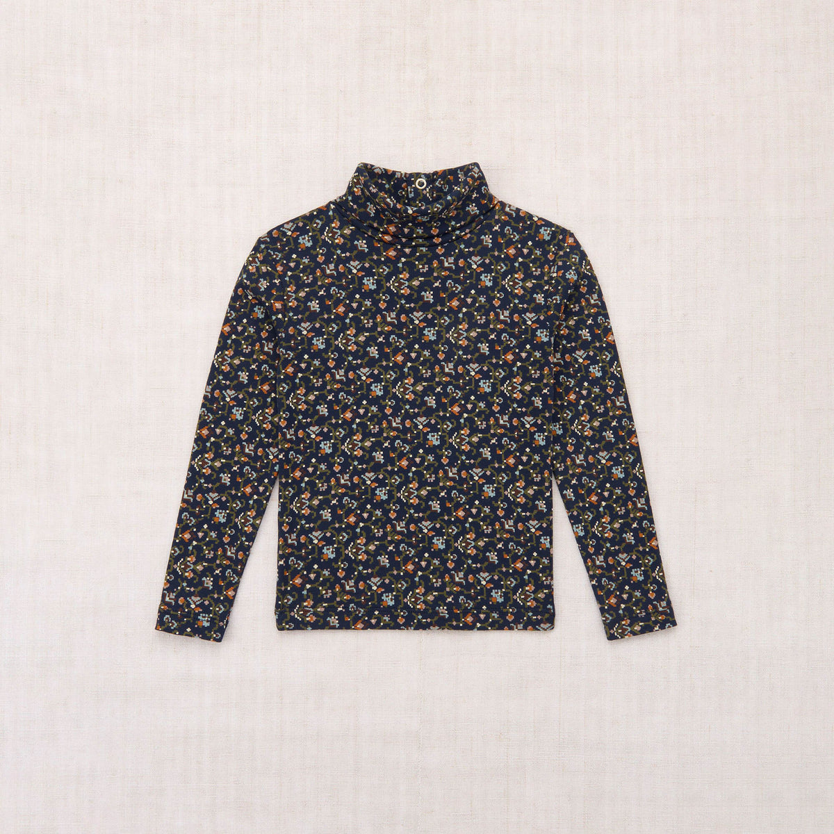 Boys & Girls Dark Blue Pattern Cotton Turtleneck