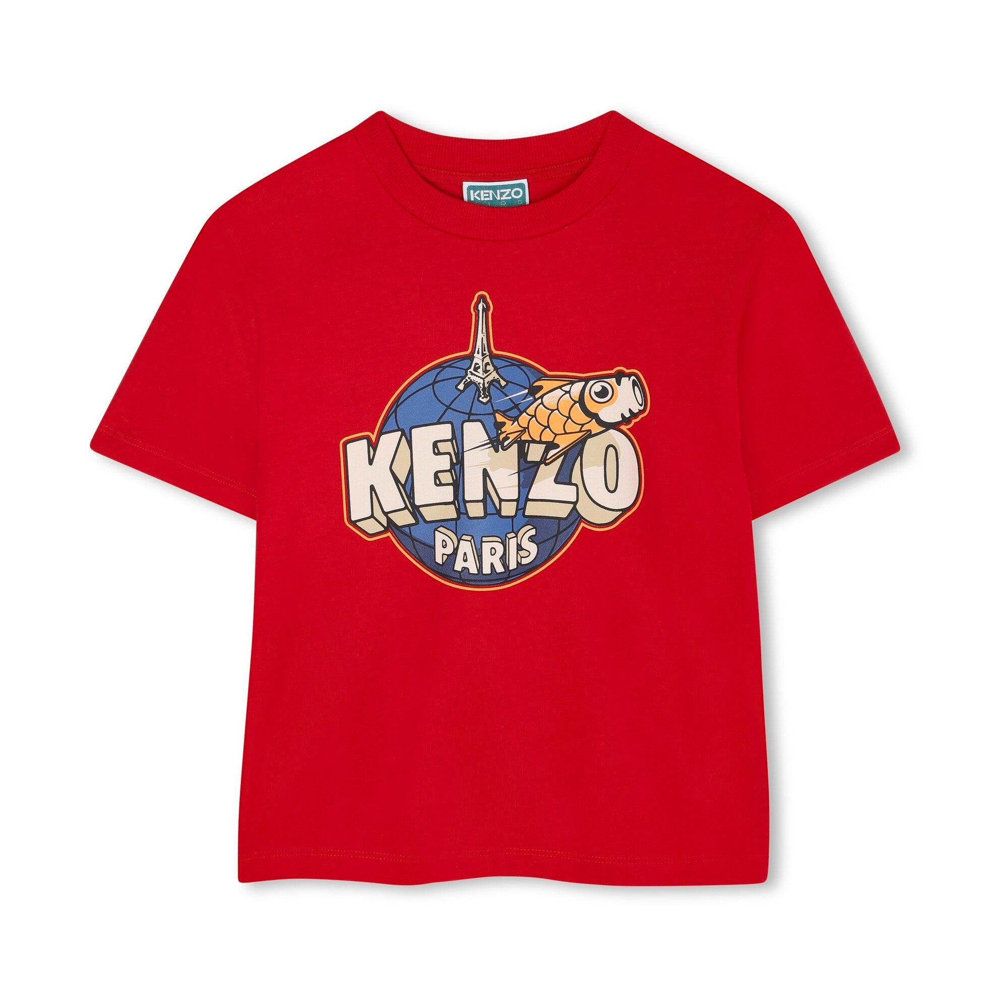 Boys Red Printed Cotton T-Shirt