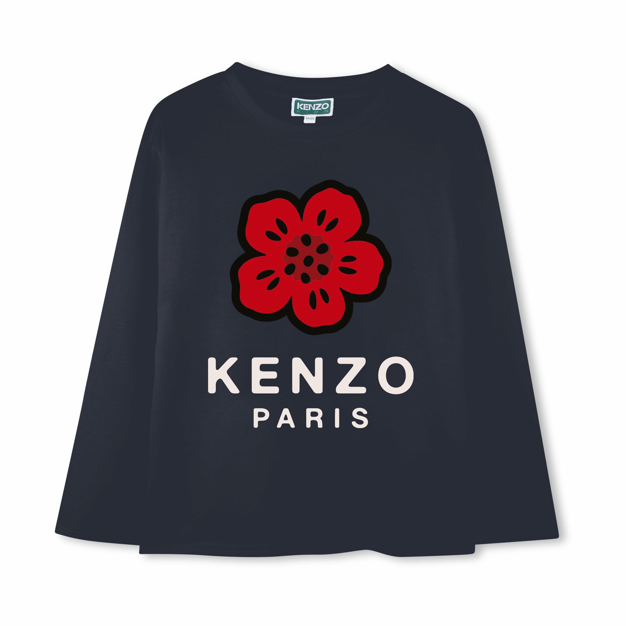 Boys & Girls Dark Blue Flower Cotton T-Shirt