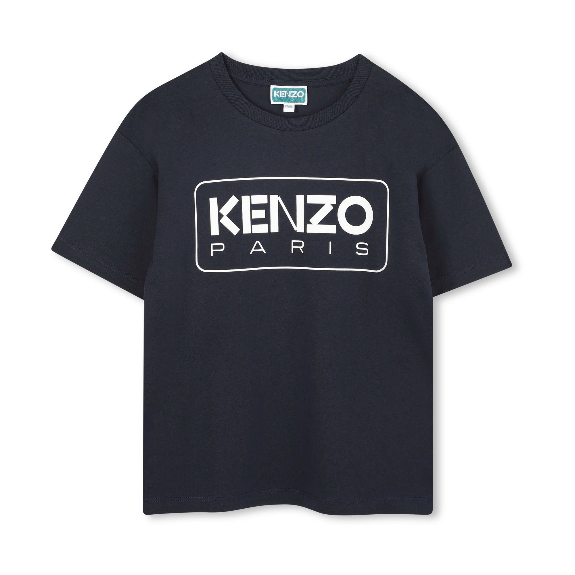 Boys & Girls Dark Blue Logo Cotton T-Shirt