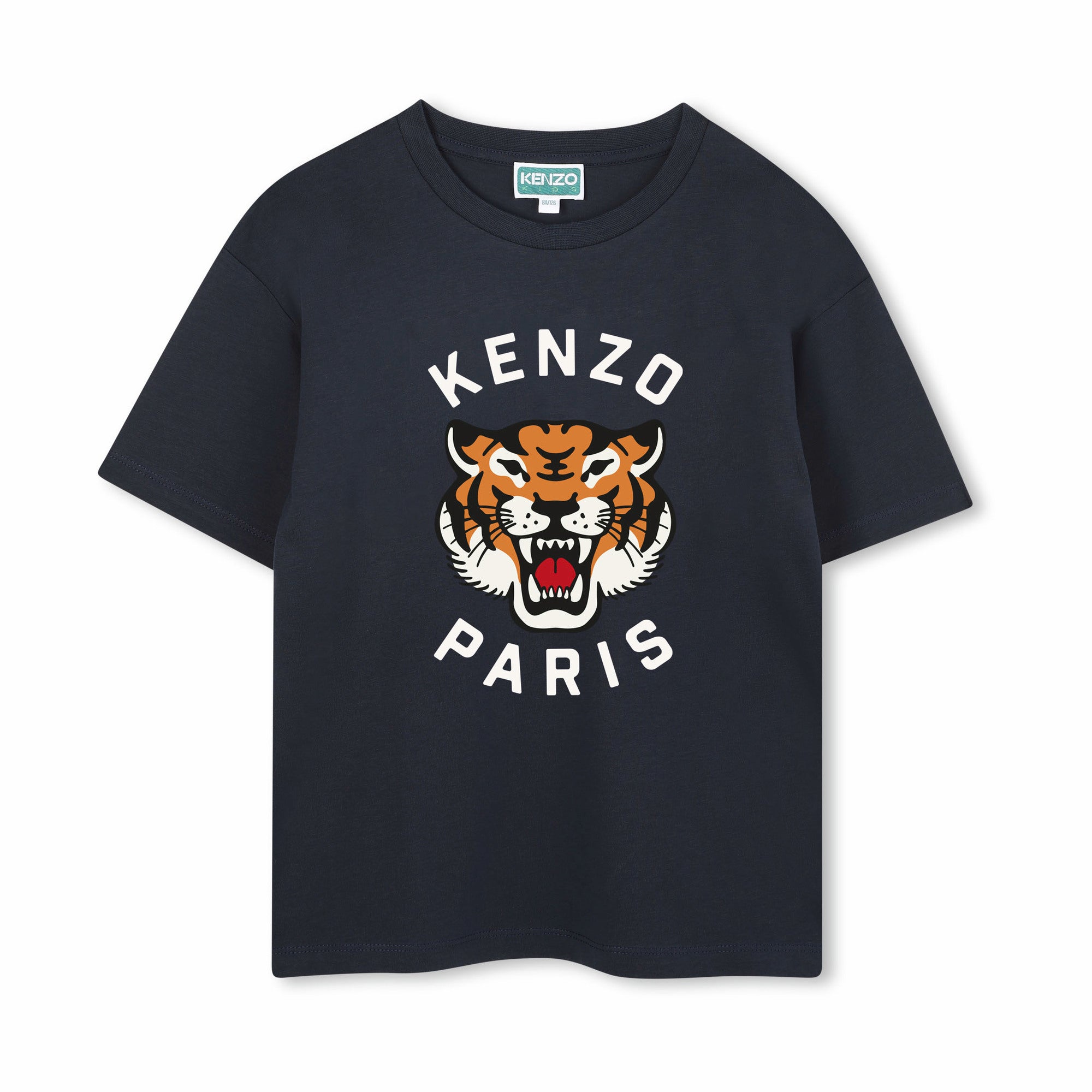 Boys & Girls Dark Blue Printed Cotton T-Shirt
