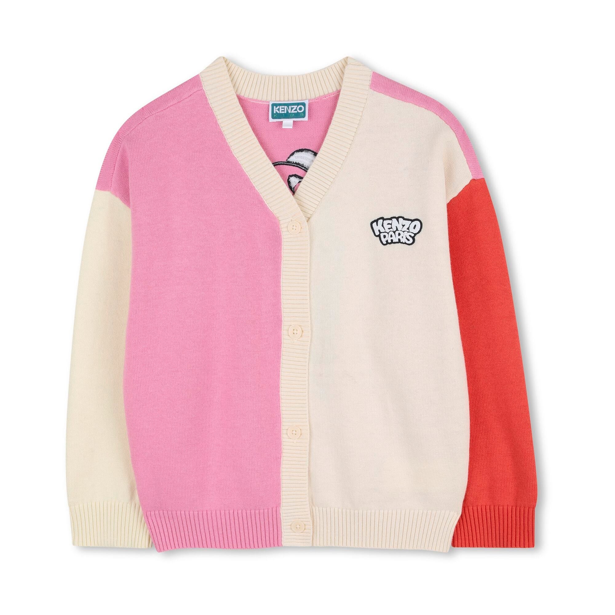 Girls Multicolor Panada Ice Cream Embroidered Cotton Knit Cardigan