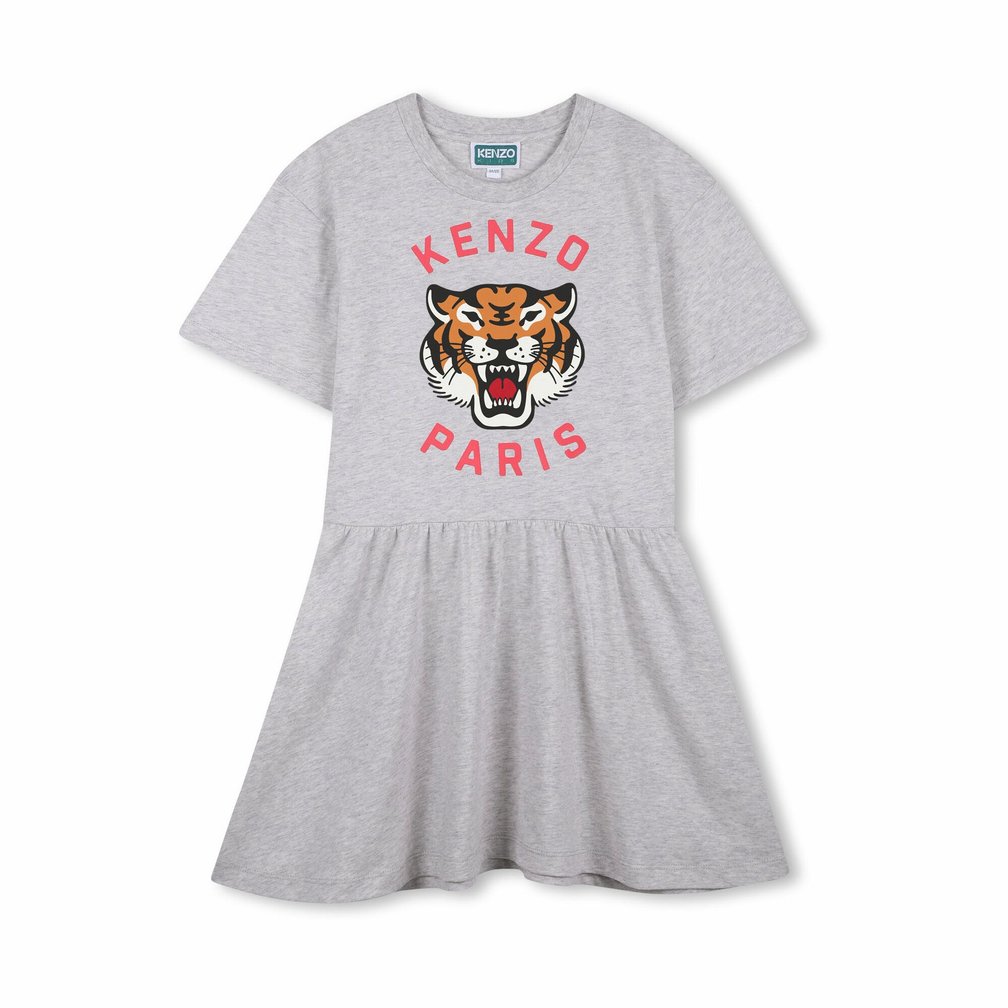 Girls Grey Tiger Printed Cotton Dress