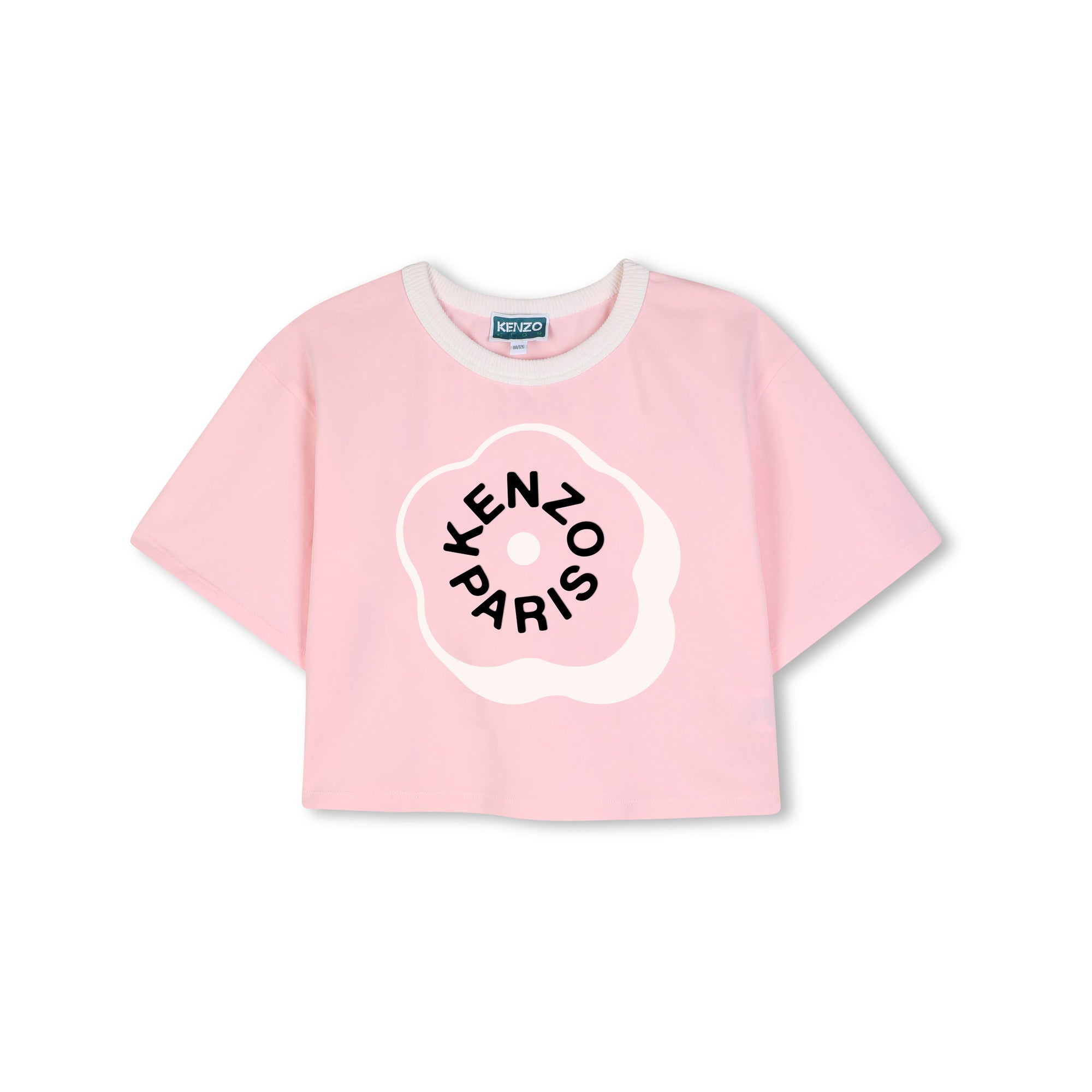Girls Light Pink Logo Cotton T-Shirt