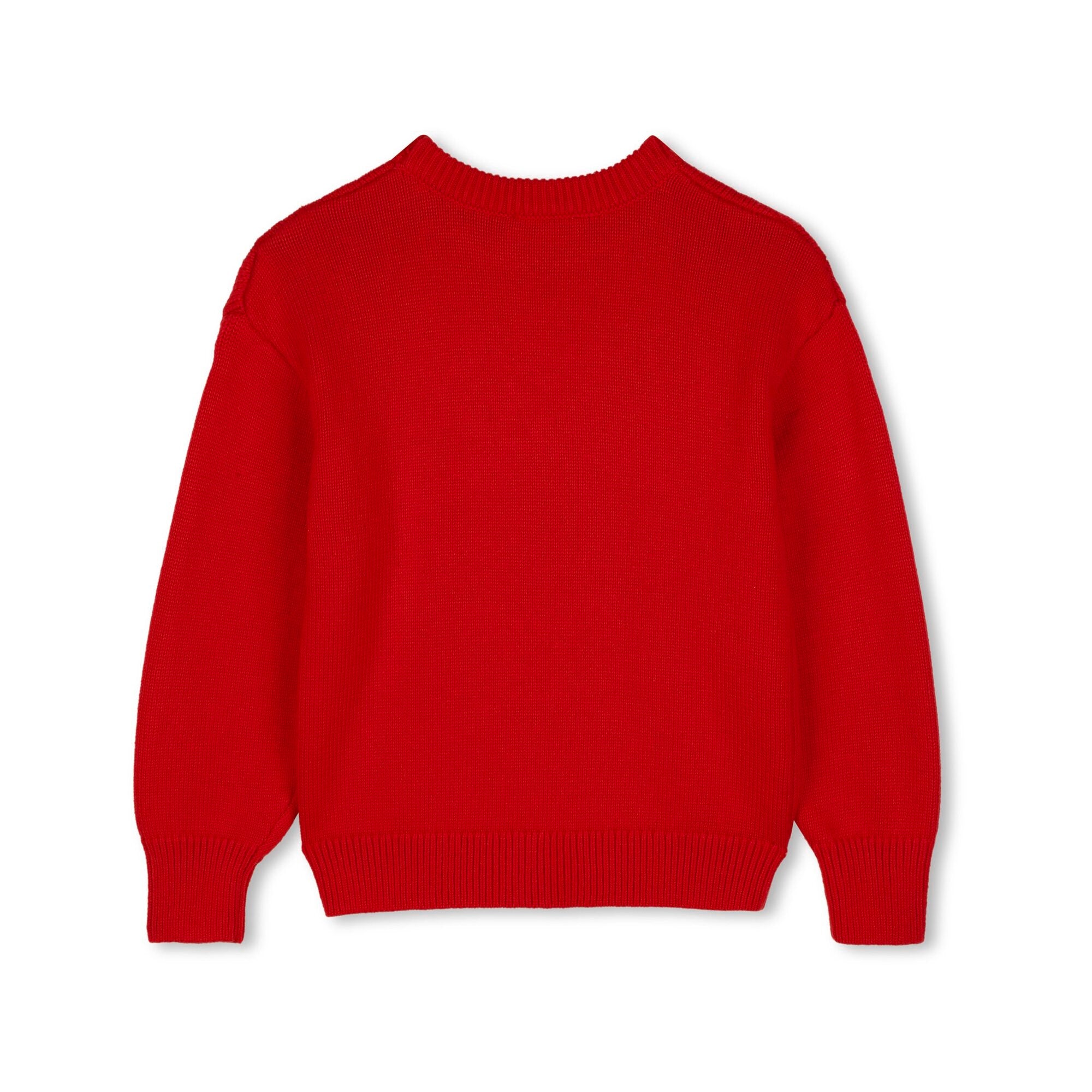 Girls Red Flower Cotton Knit Sweater