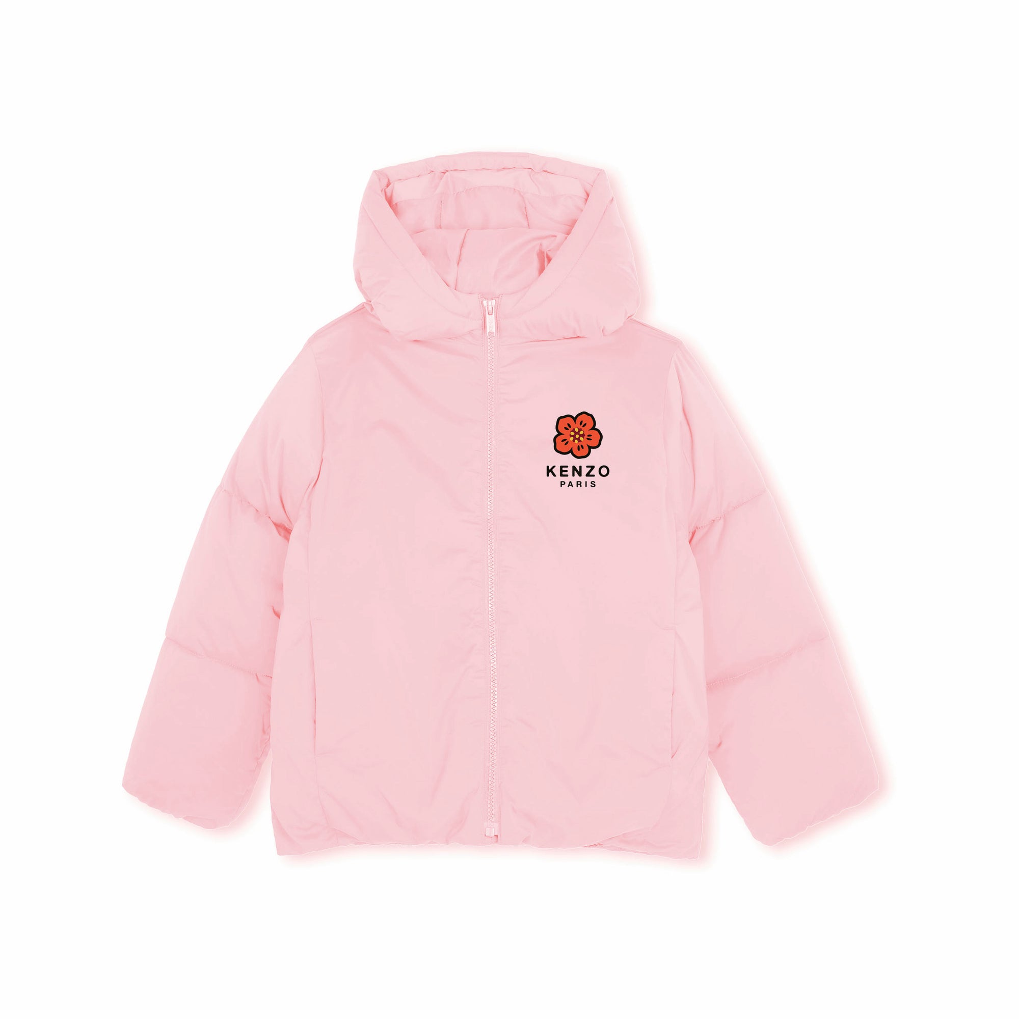 Girls Light Pink Flower Padded Jacket