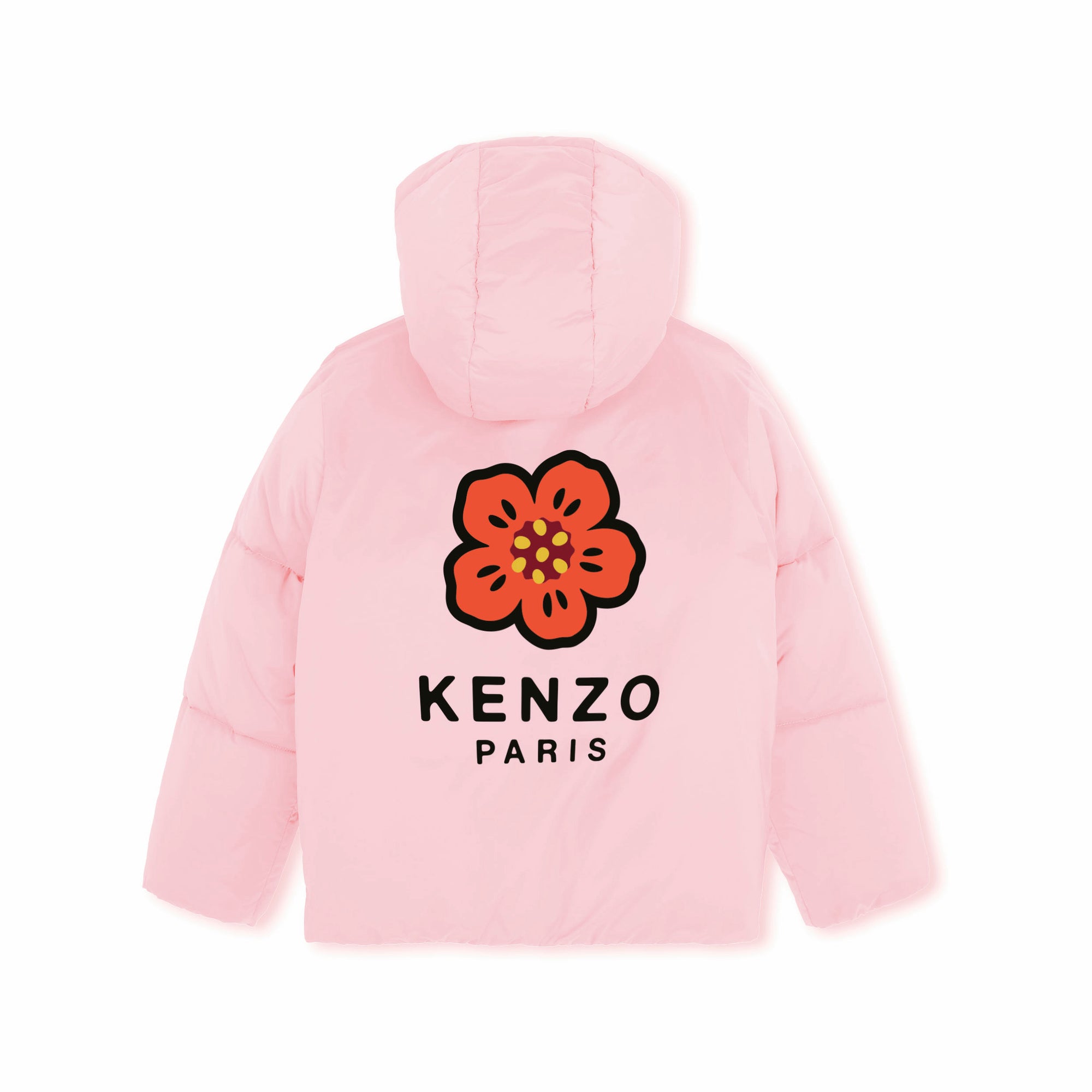 Girls Light Pink Flower Padded Jacket