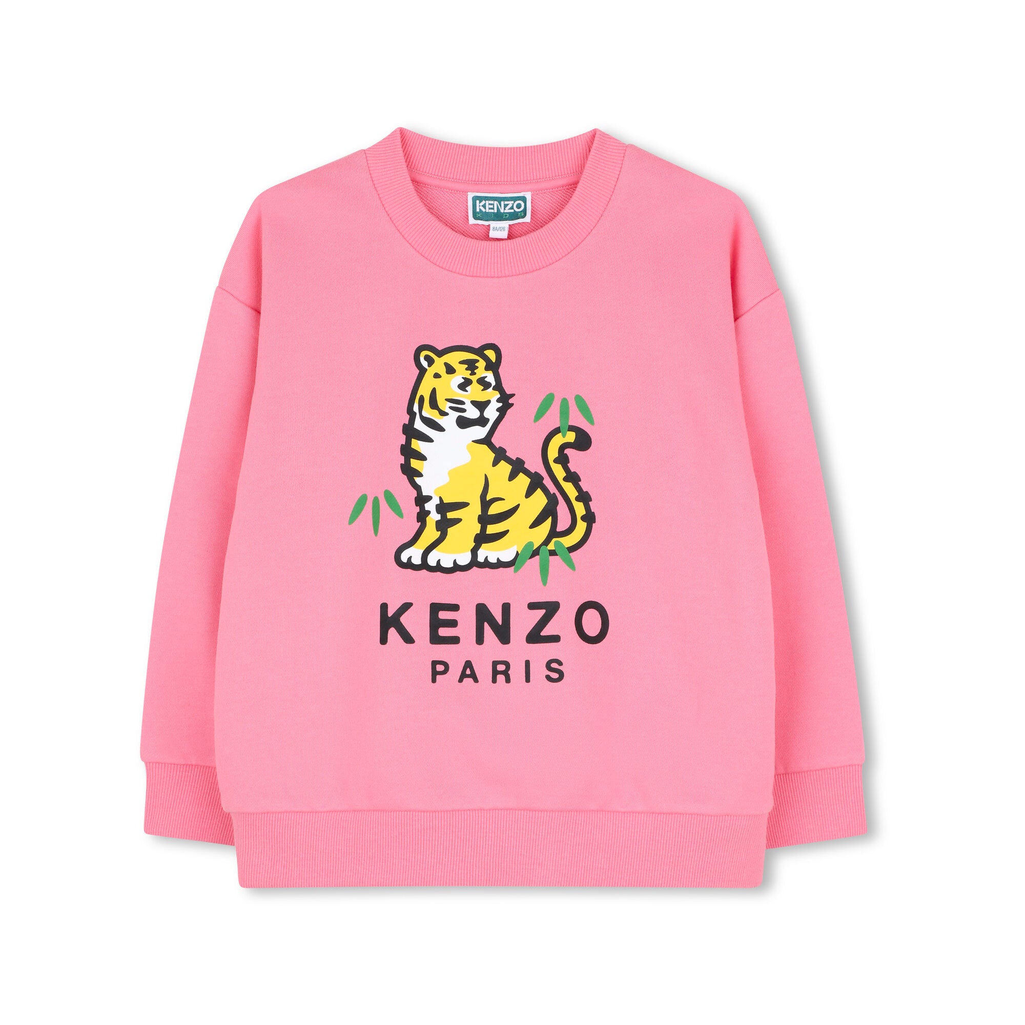 Girls Pink Tiger Printed Cotton Sweatshirt