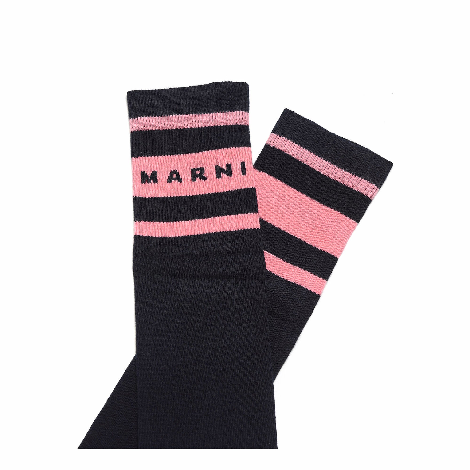 Girls Navy Logo Cotton Long Socks