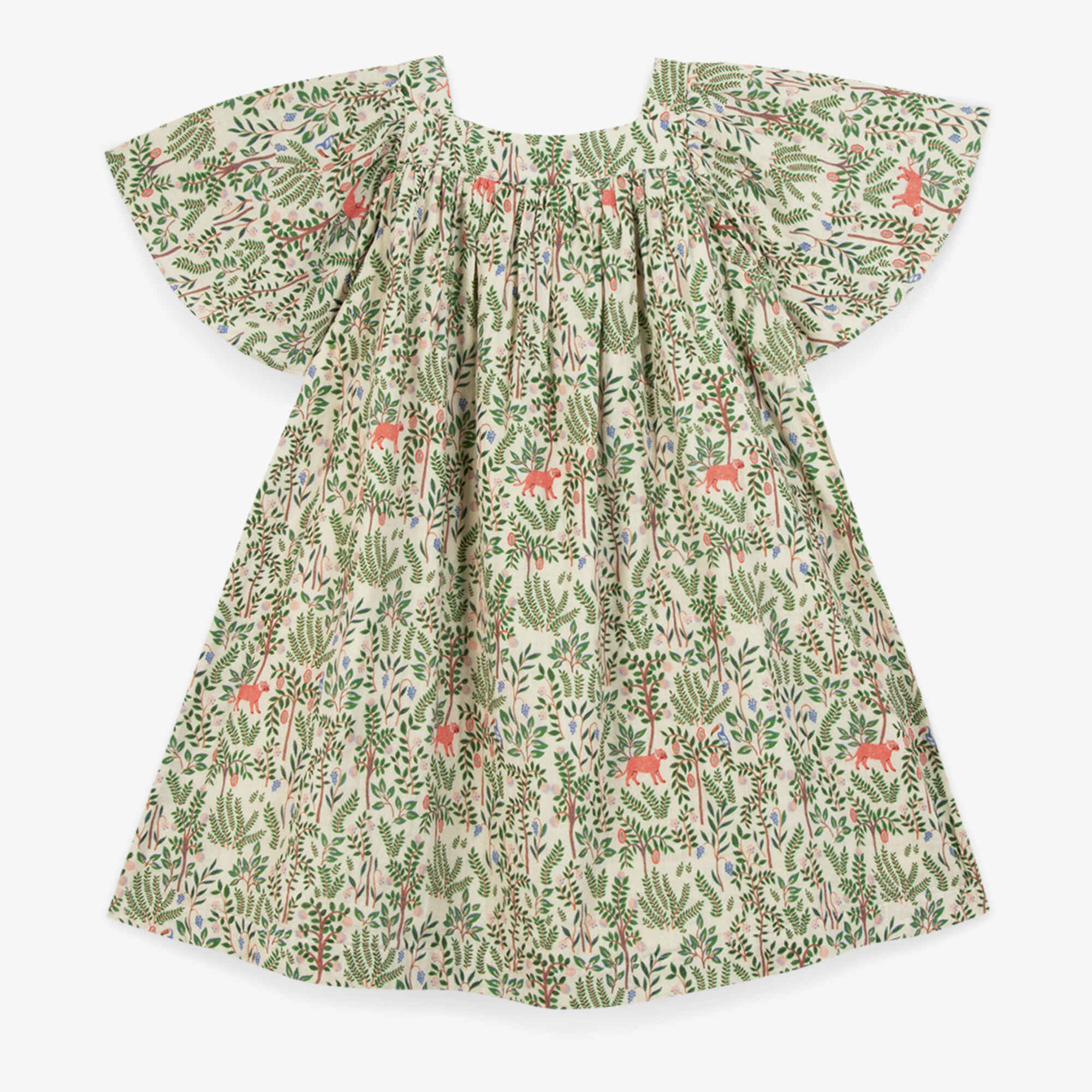 Girls Beige Printed Cotton Dress
