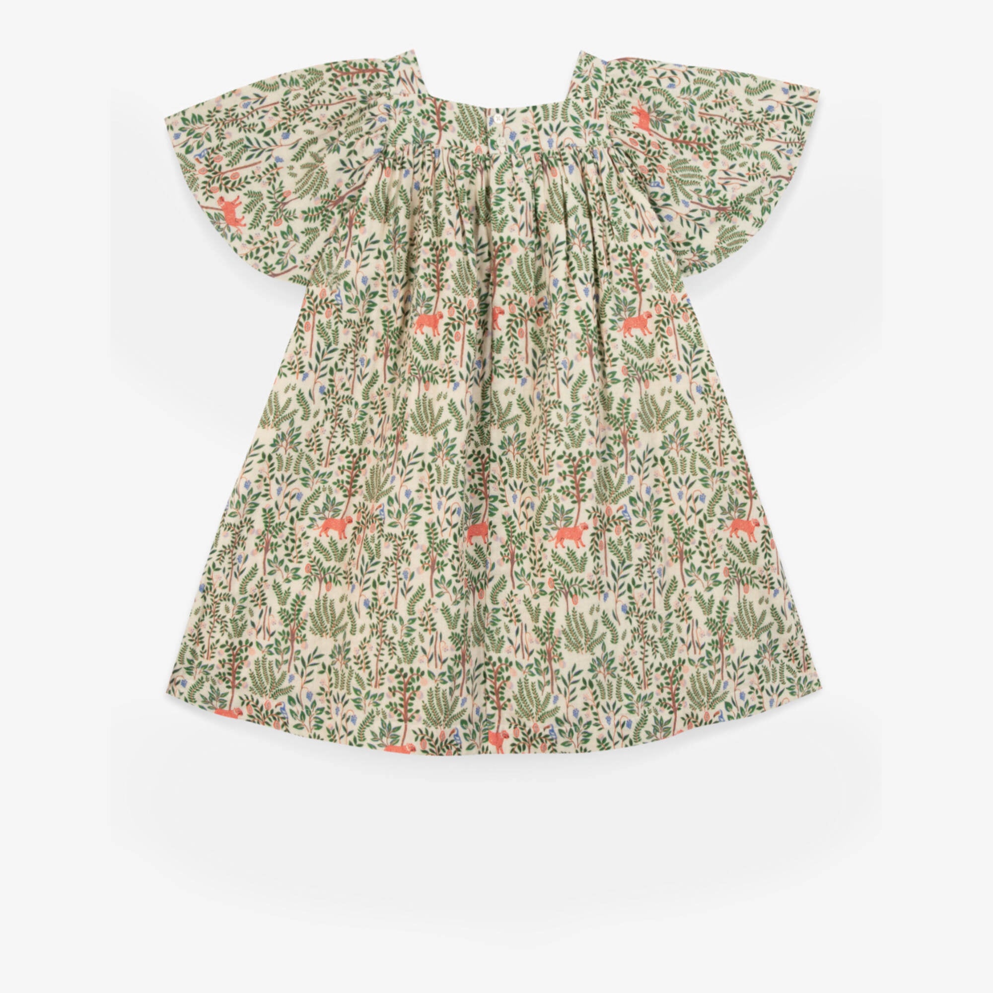Girls Beige Printed Cotton Dress