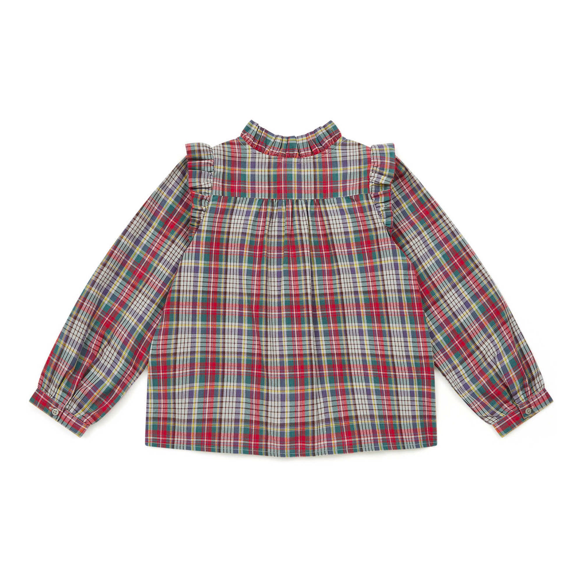 Girls Red Check Cotton Shirt
