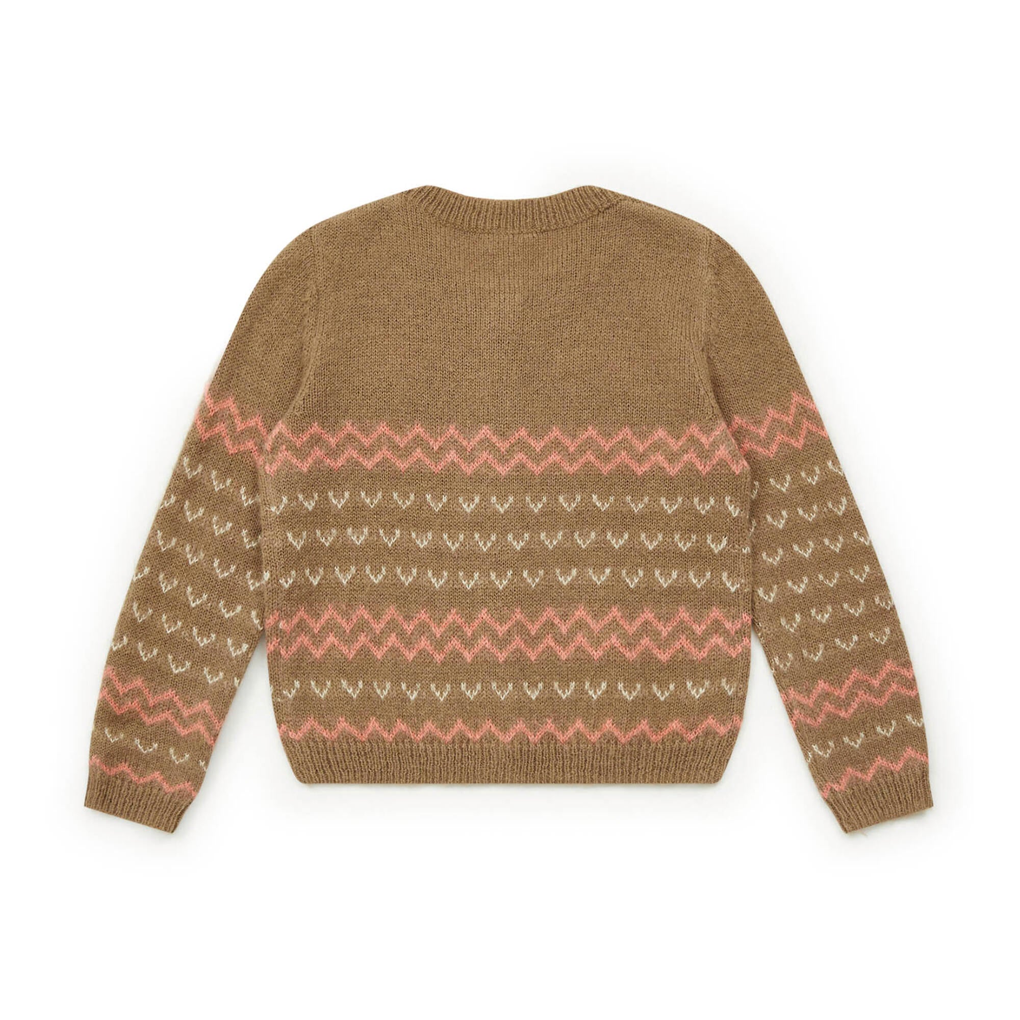 Girls Camel Flower Cardigan