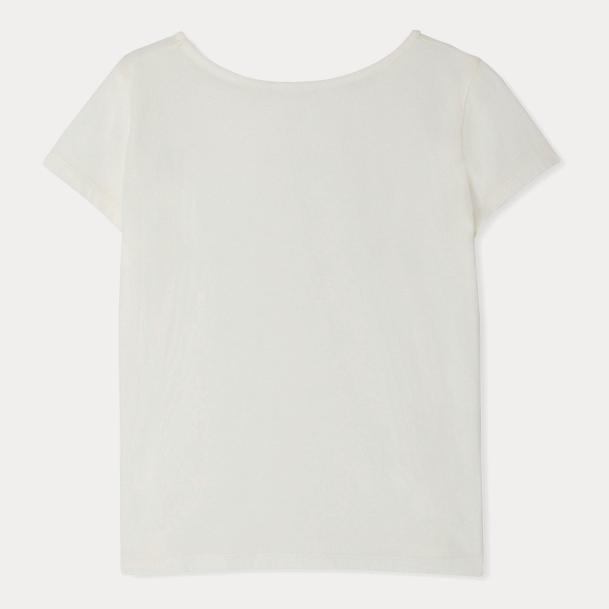 Girls White Printed Cotton T-Shirt