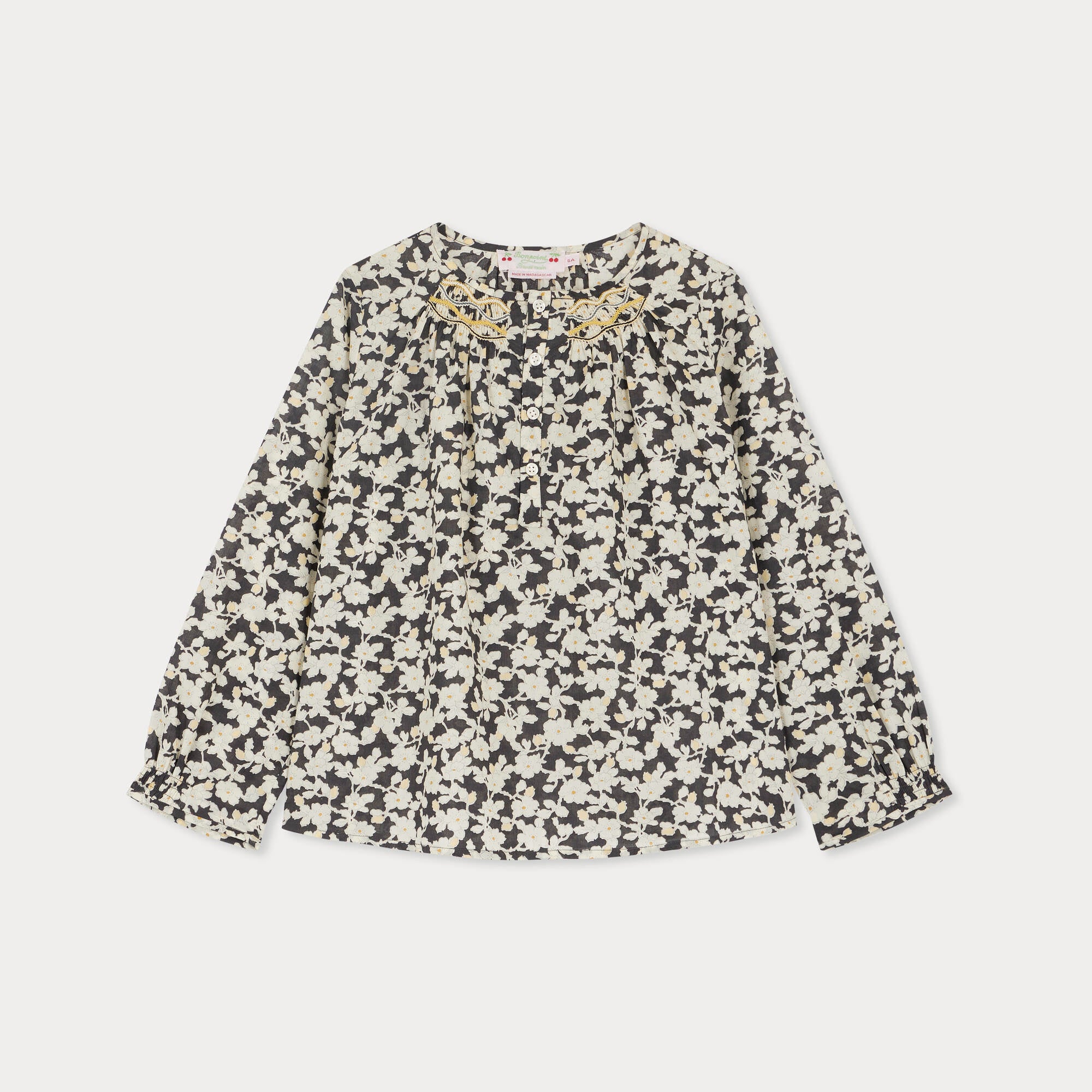 Girls Black Printed Cotton Shirt