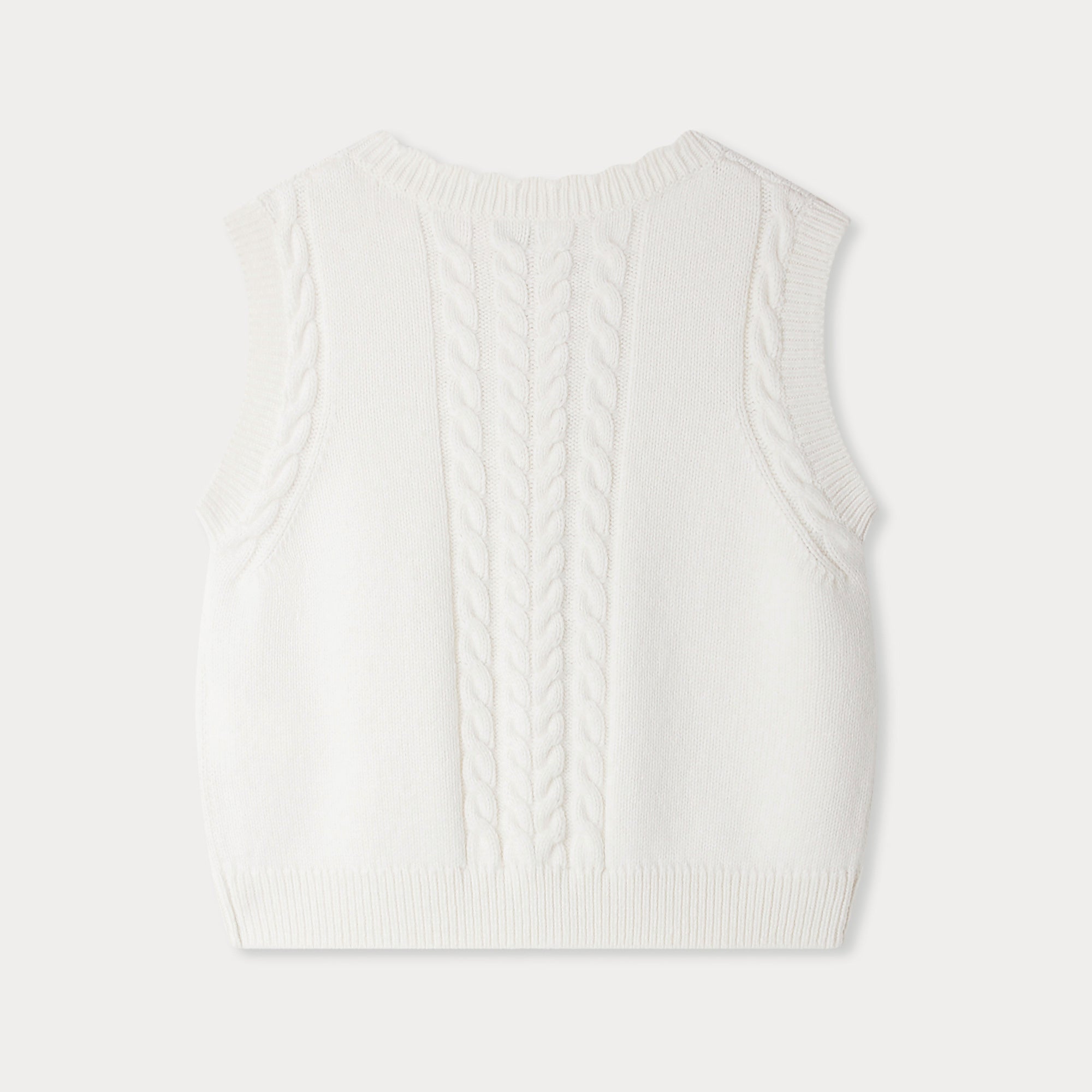 Girls White Knit Gilet