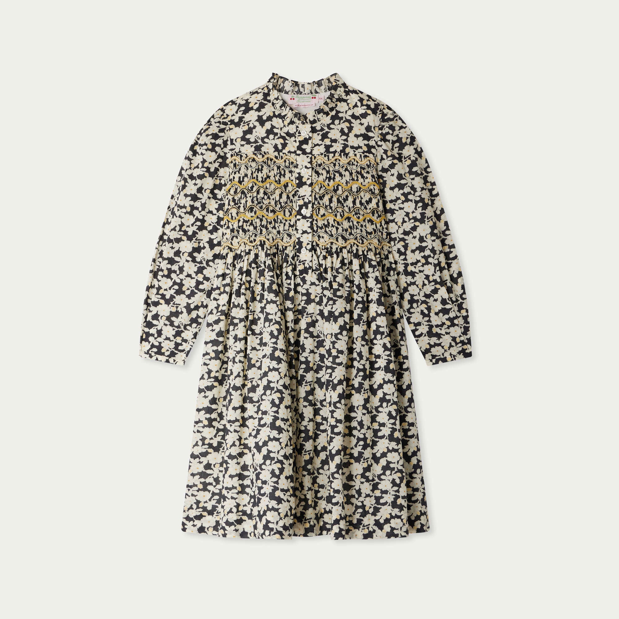 Girls Black Printed Cotton Dress