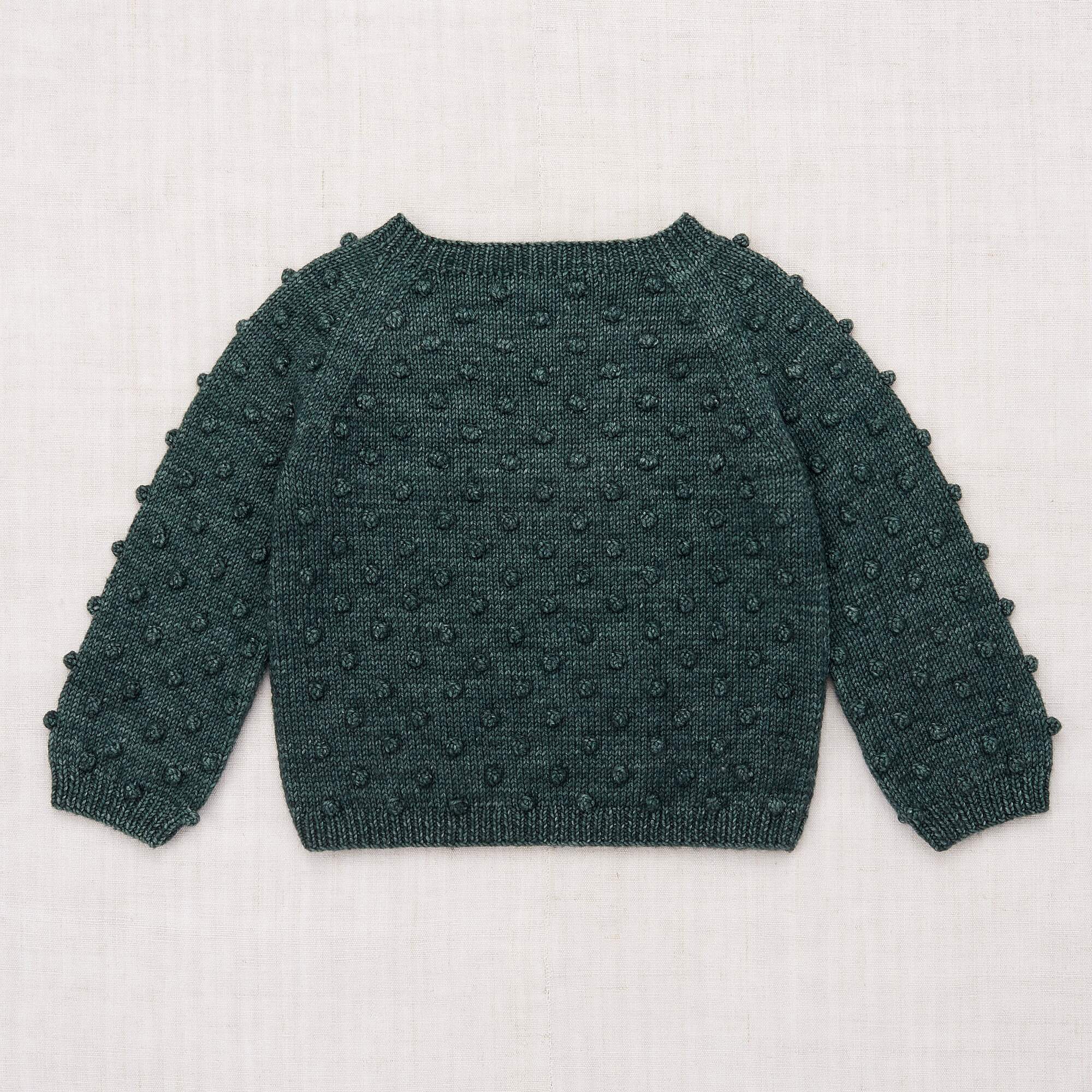 Girls Dark Green Popcorn Wool Sweater