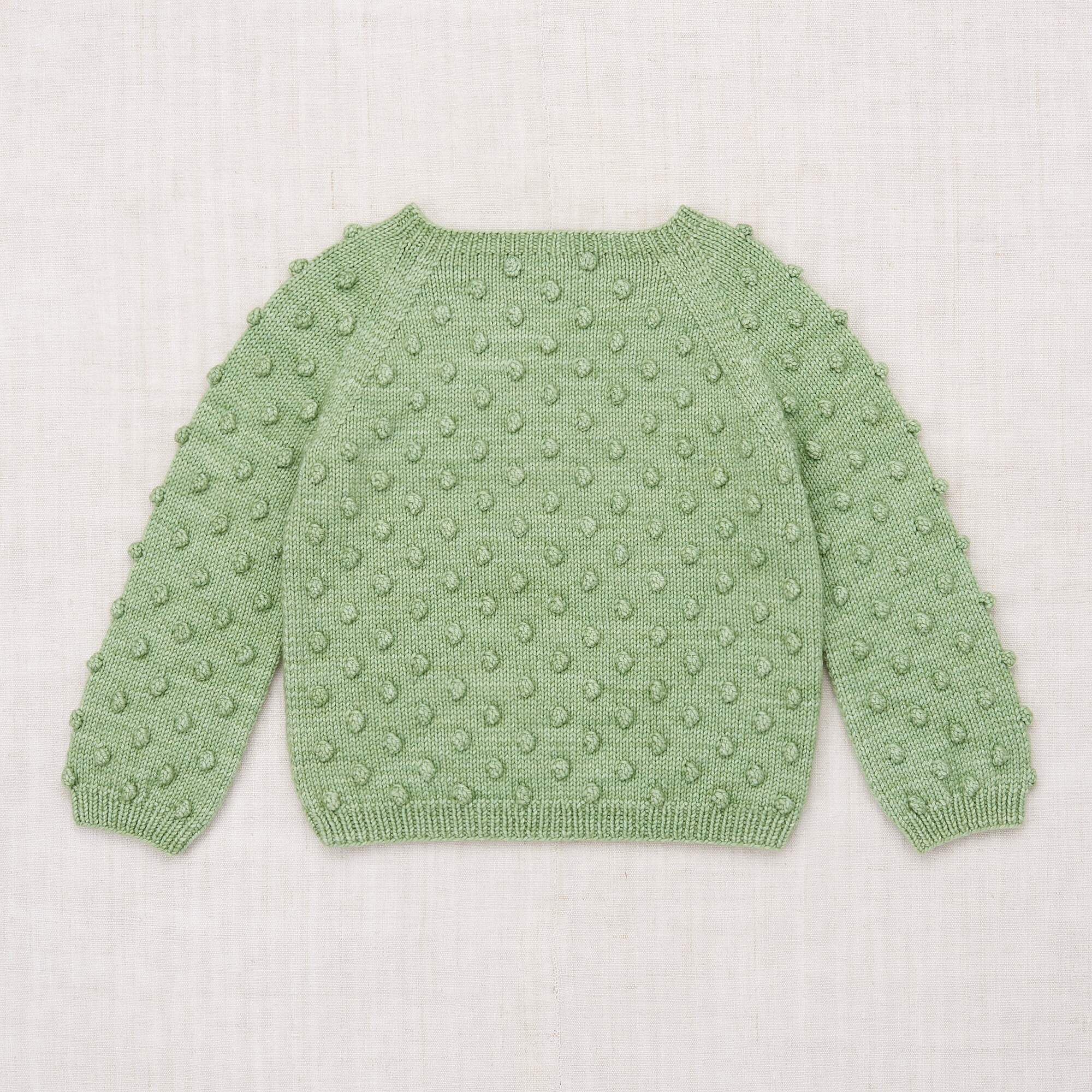 Girls Light Green Popcorn Wool Sweater
