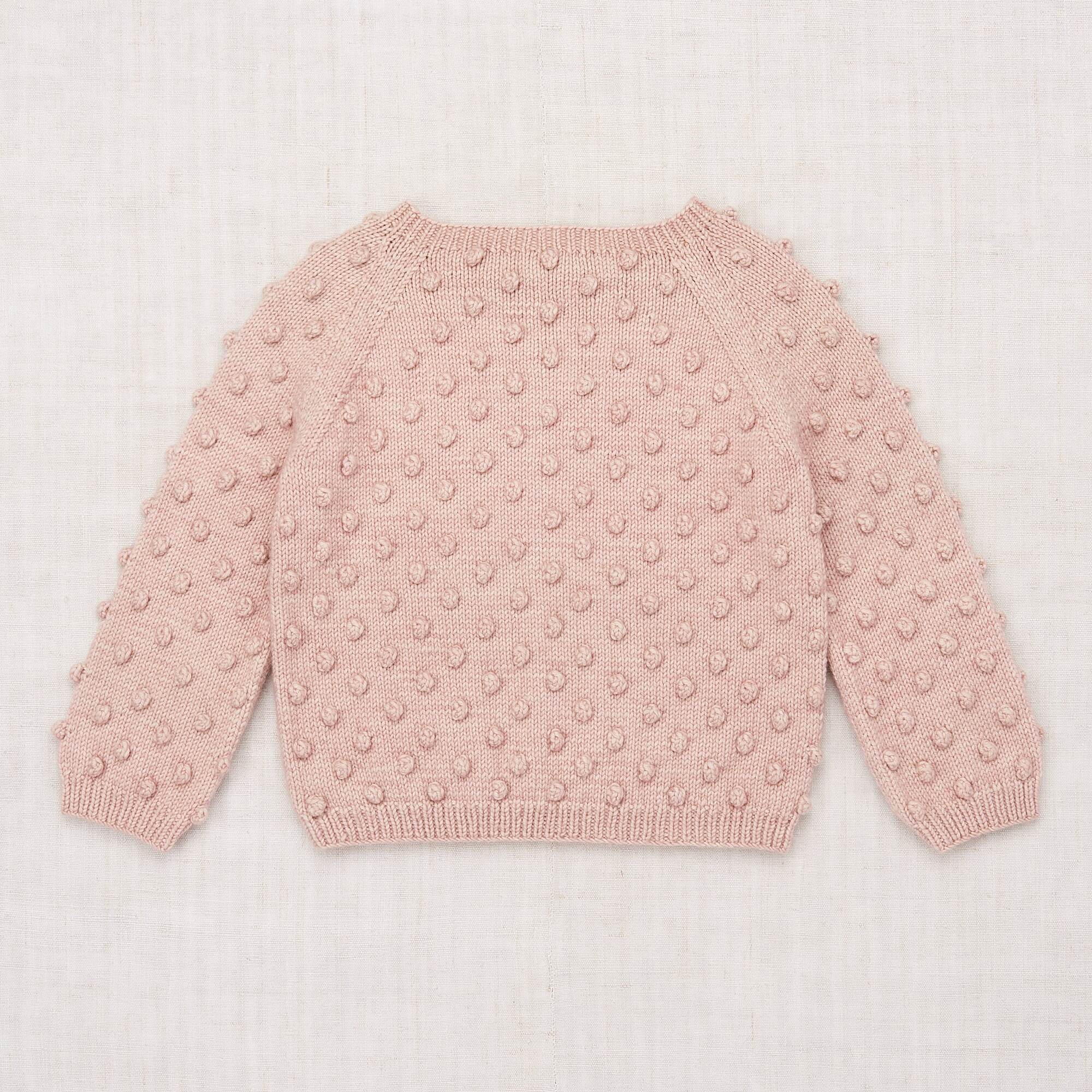Girls Pink Popcorn Wool Sweater
