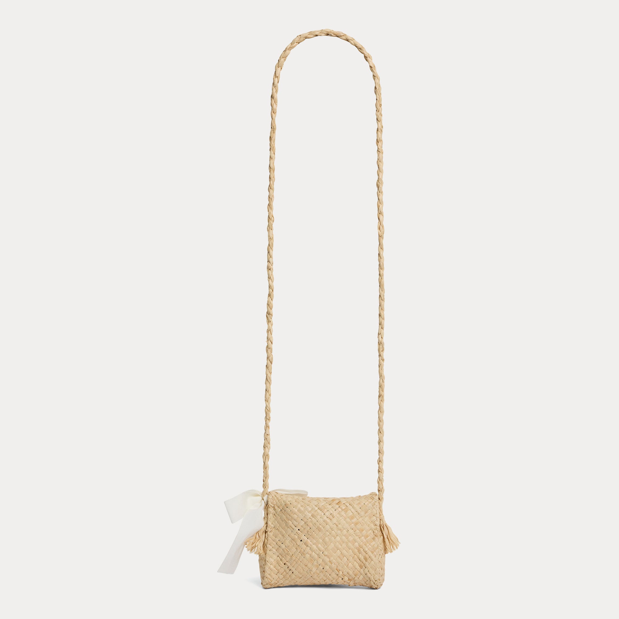 Girls Beige Raphia Shoulder Bag