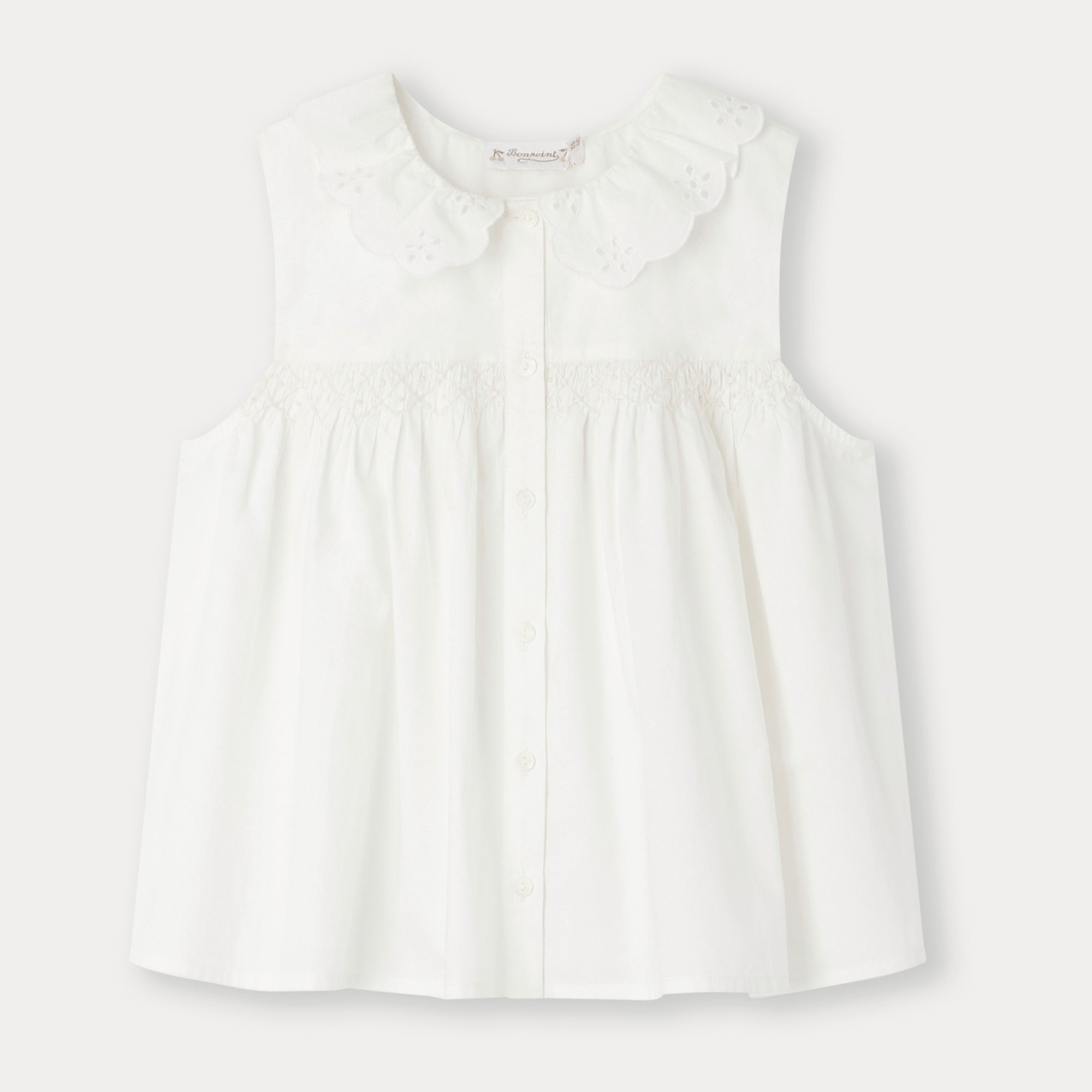 Girls White Ruffled Cotton Shirt