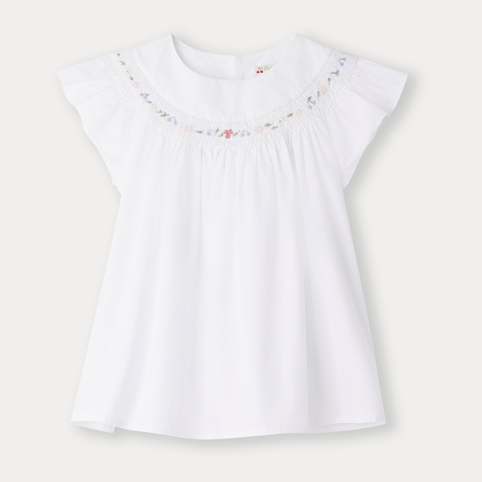 Girls White Embroidered Cotton Top