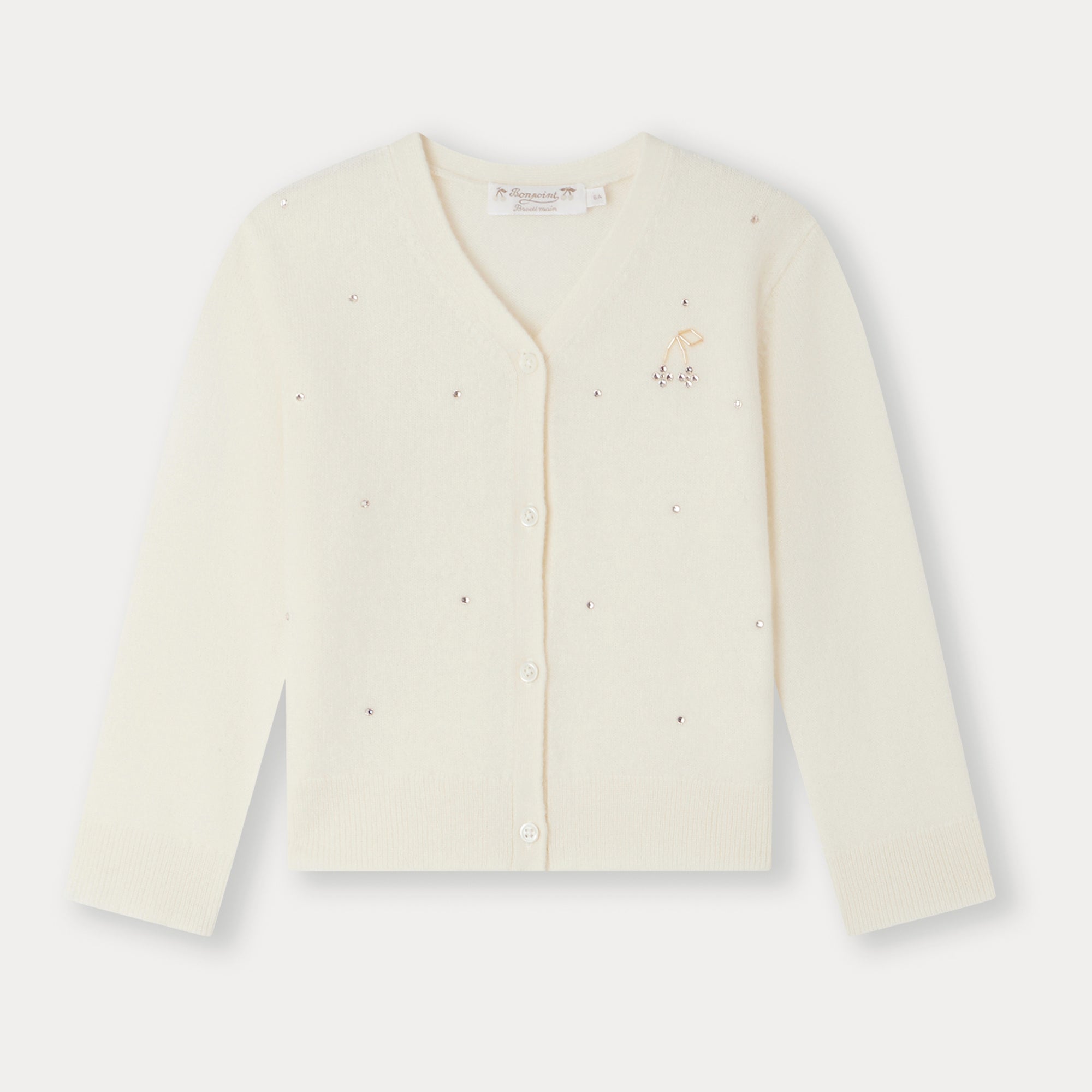 Girls White Cashmere Cardigan
