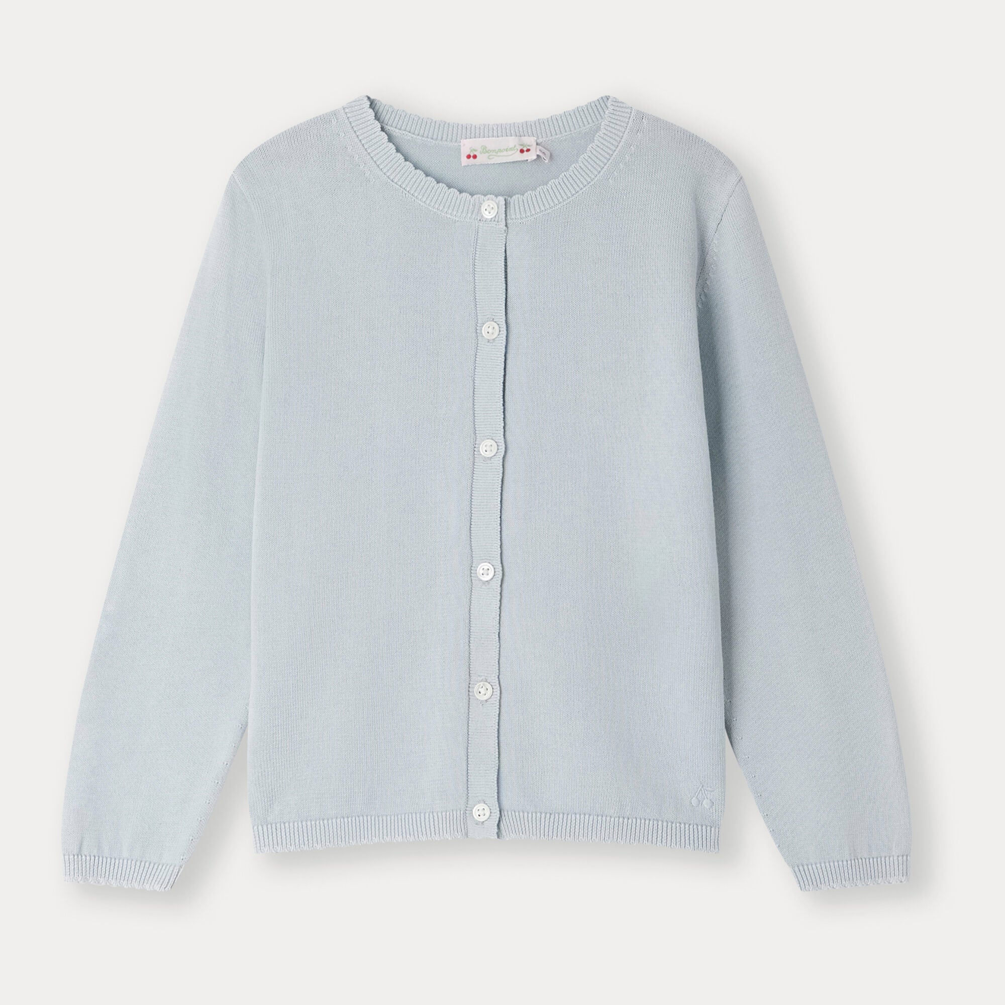 Girls Light Blue Cotton Cardigan