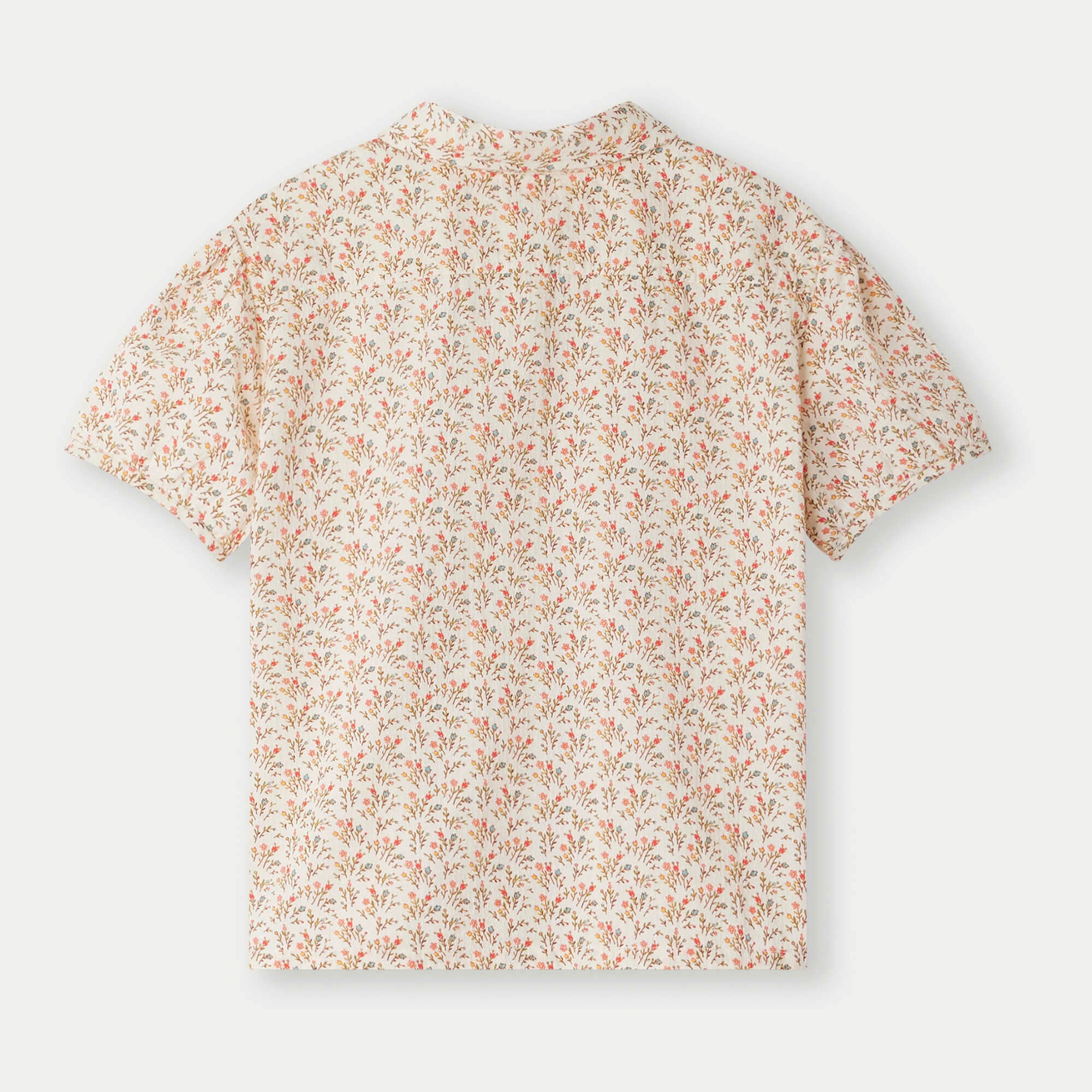 Girls Beige Floral Cotton Shirt