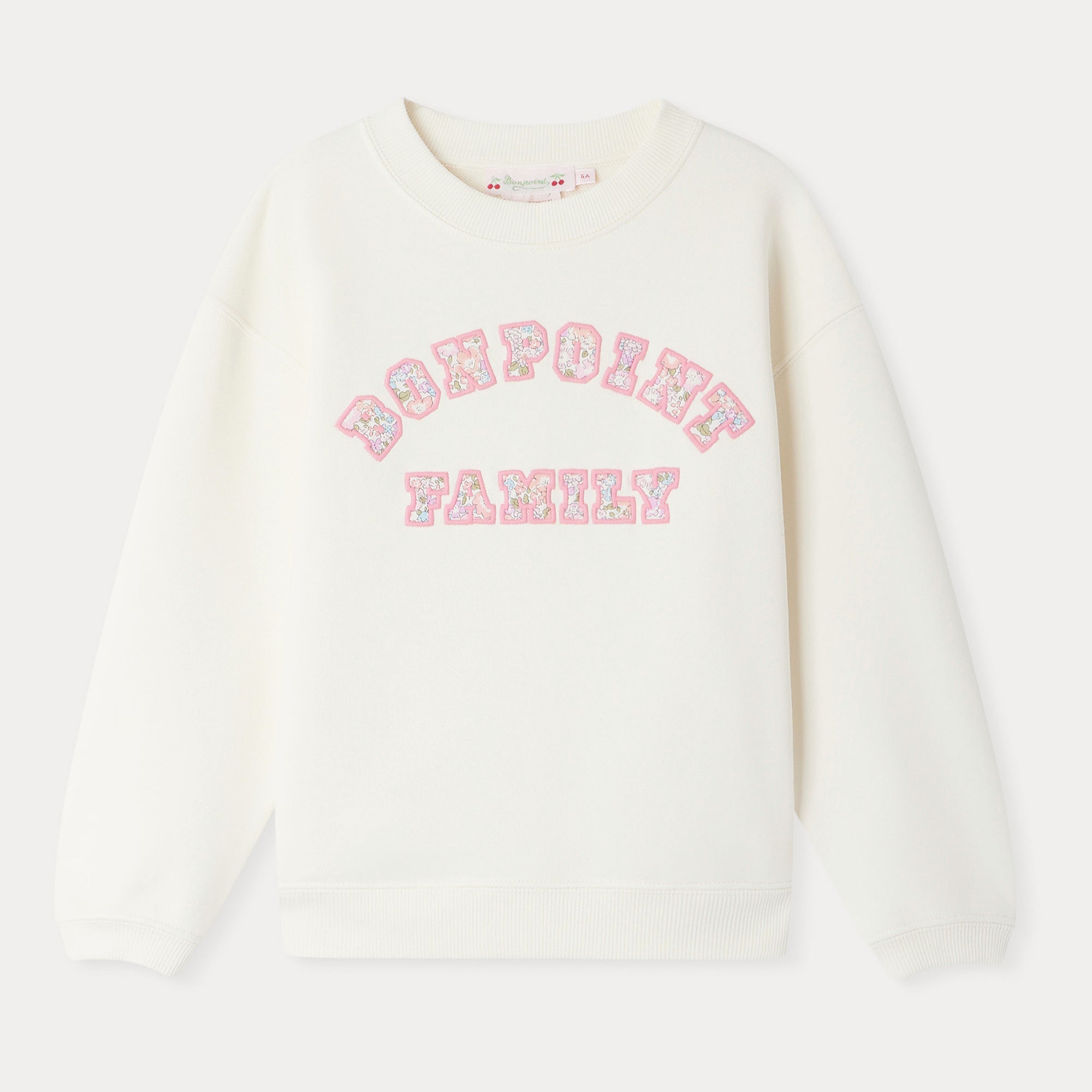 Girls White Embroidered Cotton Sweatshirt