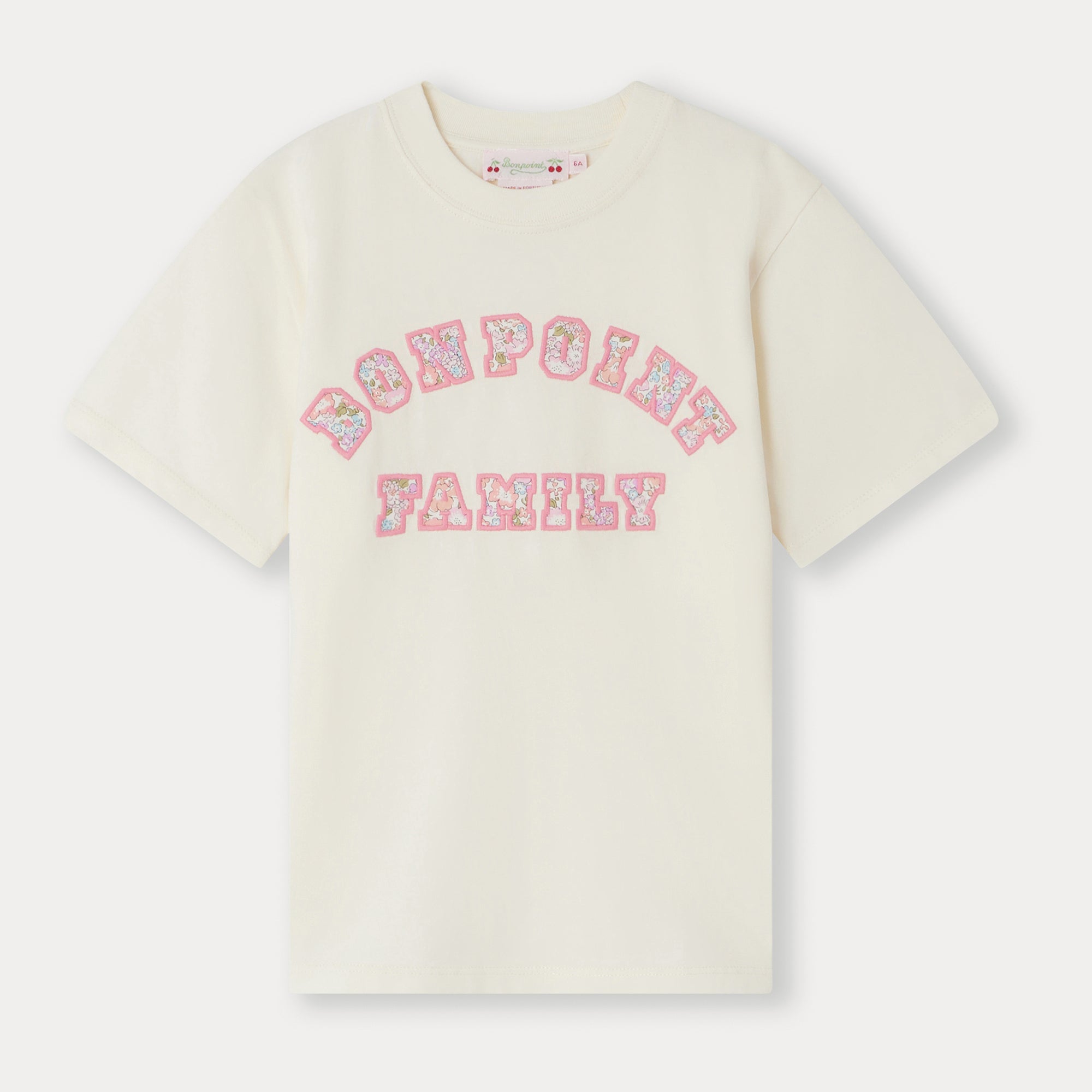 Girls White Embroidered Cotton T-Shirt