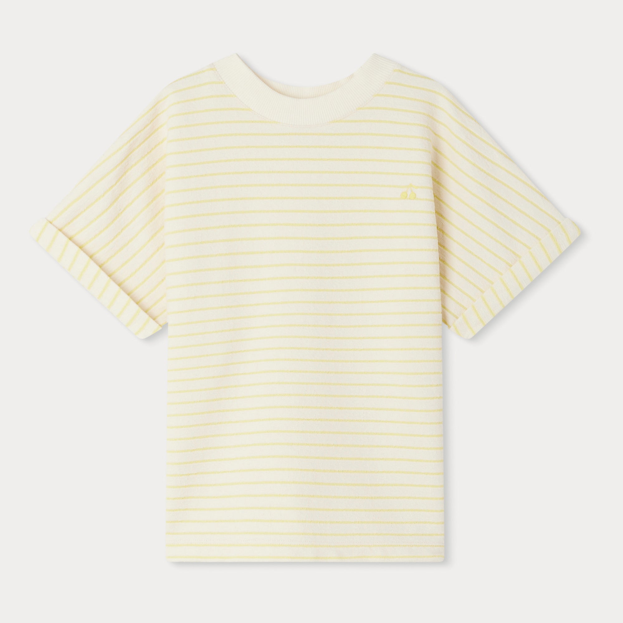 Girls Yellow Stripes Cotton T-Shirt