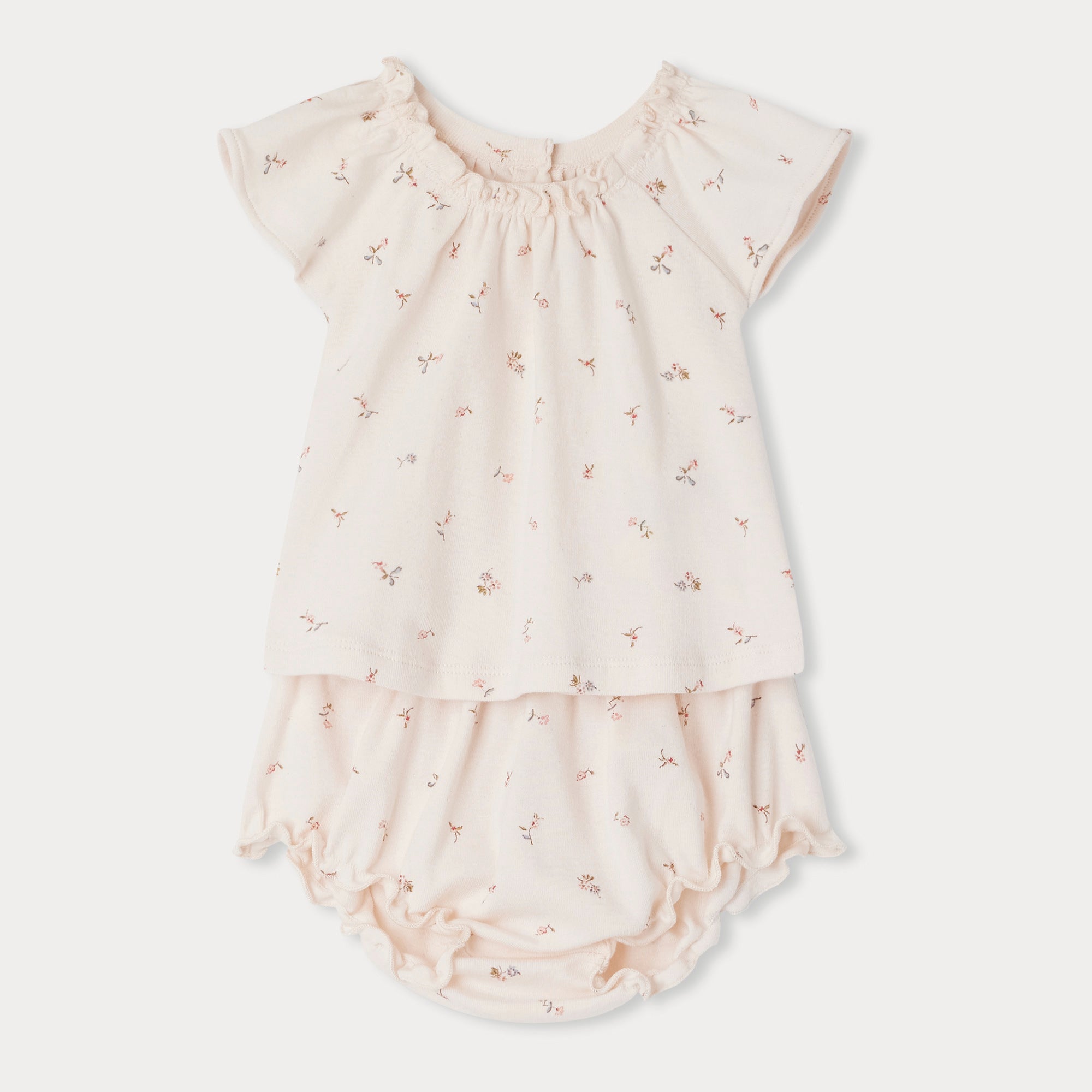 Baby Girls Light Pink Floral Cotton Set