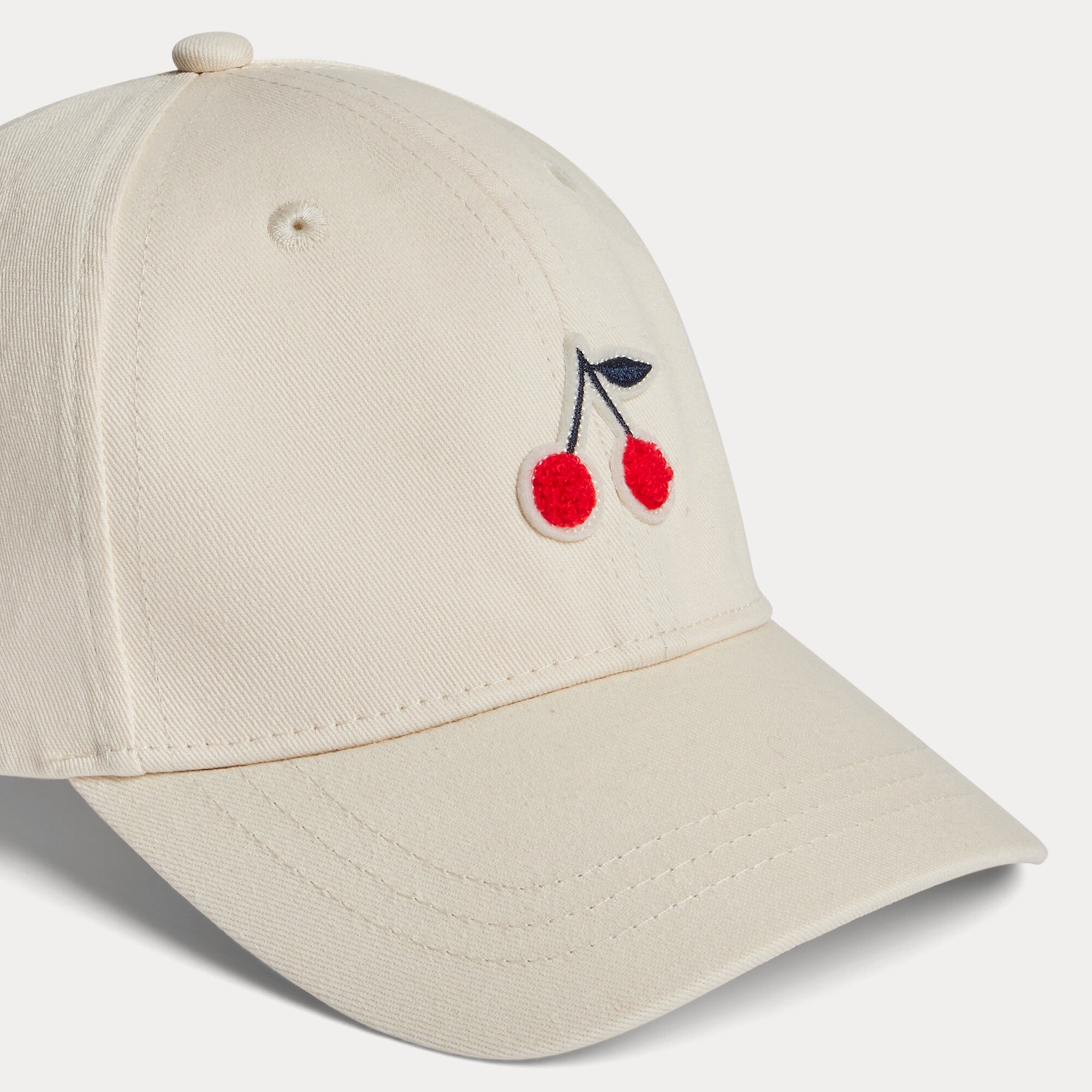 Girls Ivory Cherry Cotton Cap