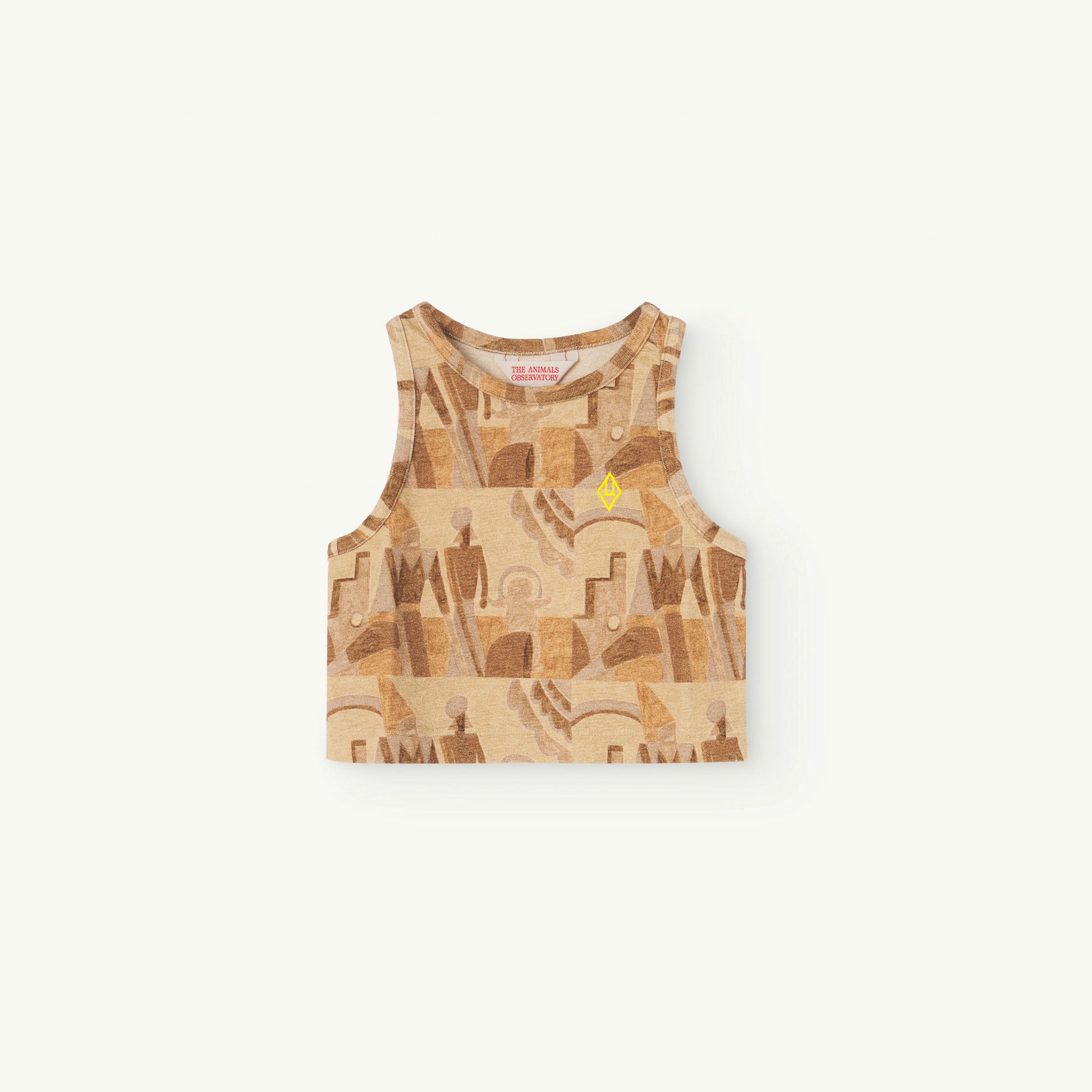 Girls Beige Printed Cotton Vest