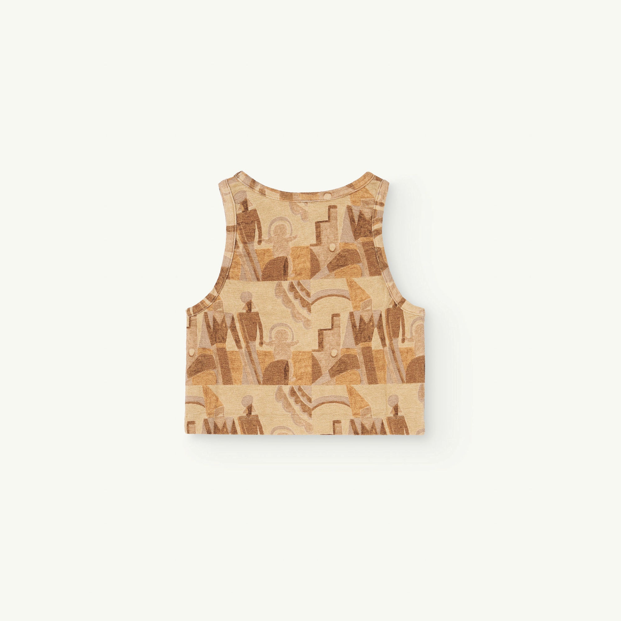 Girls Beige Printed Cotton Vest