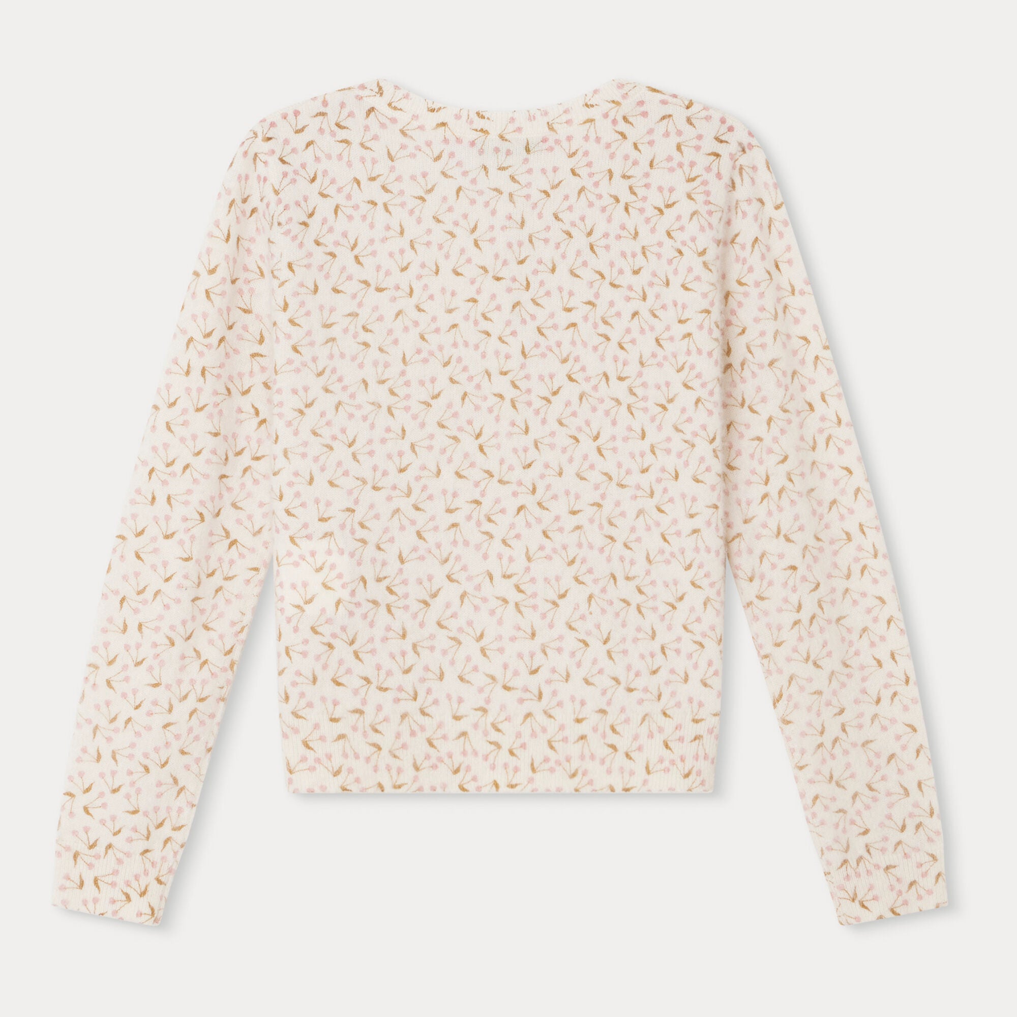 Girls White Cherry Cashmere Cardigan