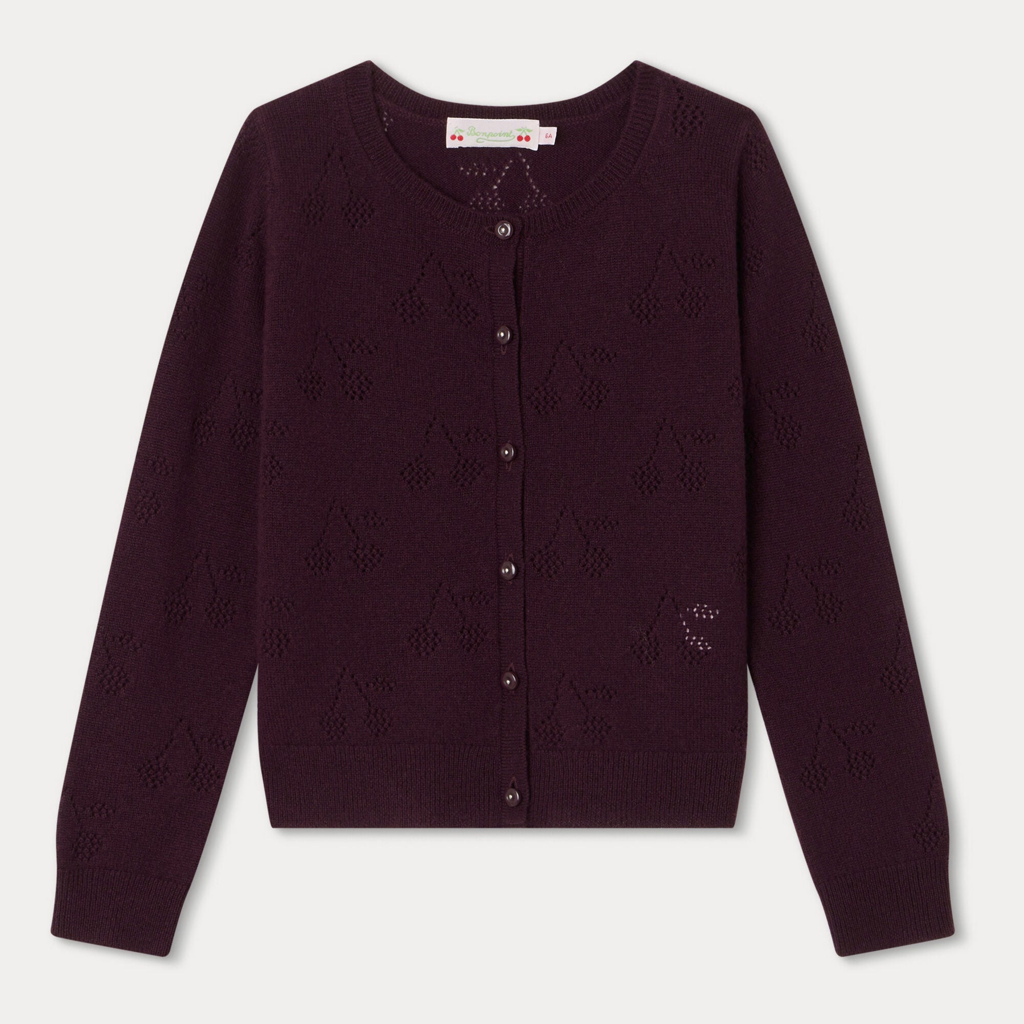 Girls Dark Purple Cashmere Cardigan