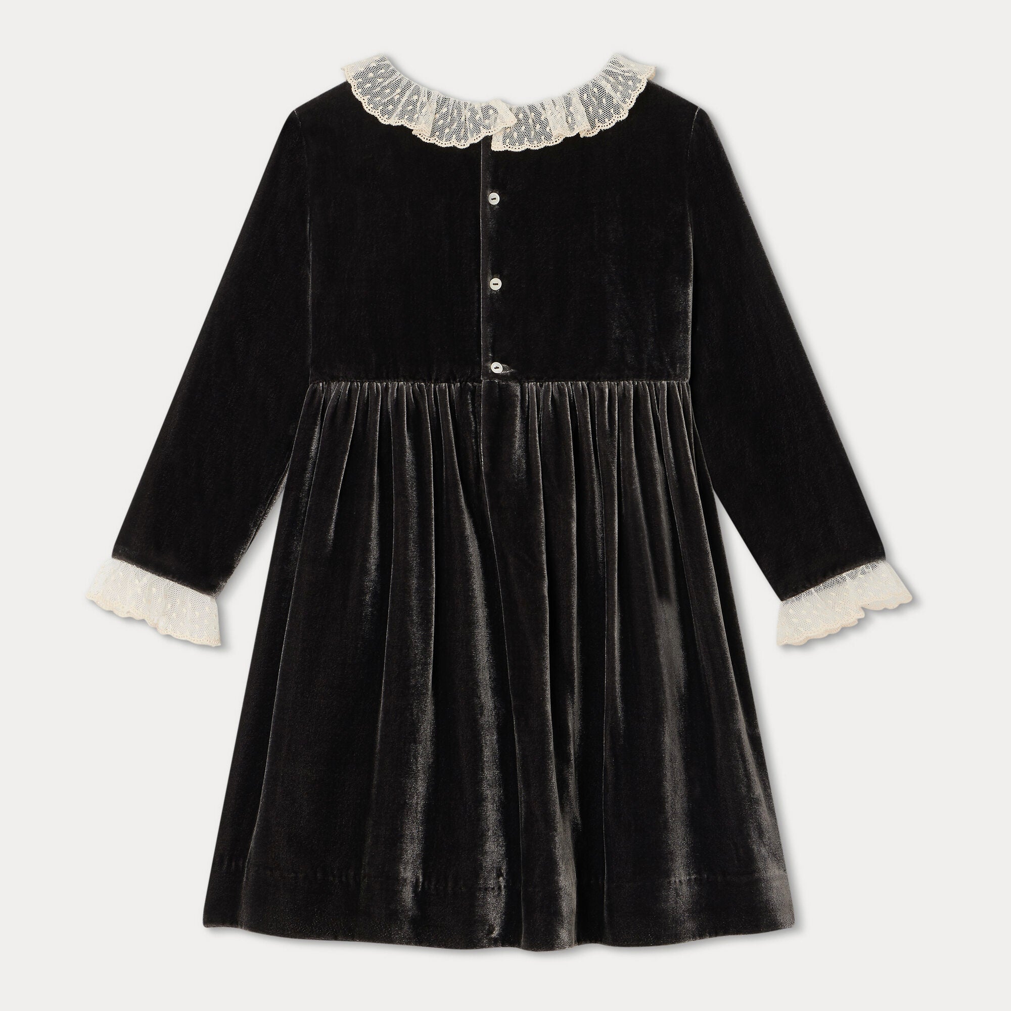 Girls Taupe Velvet Dress