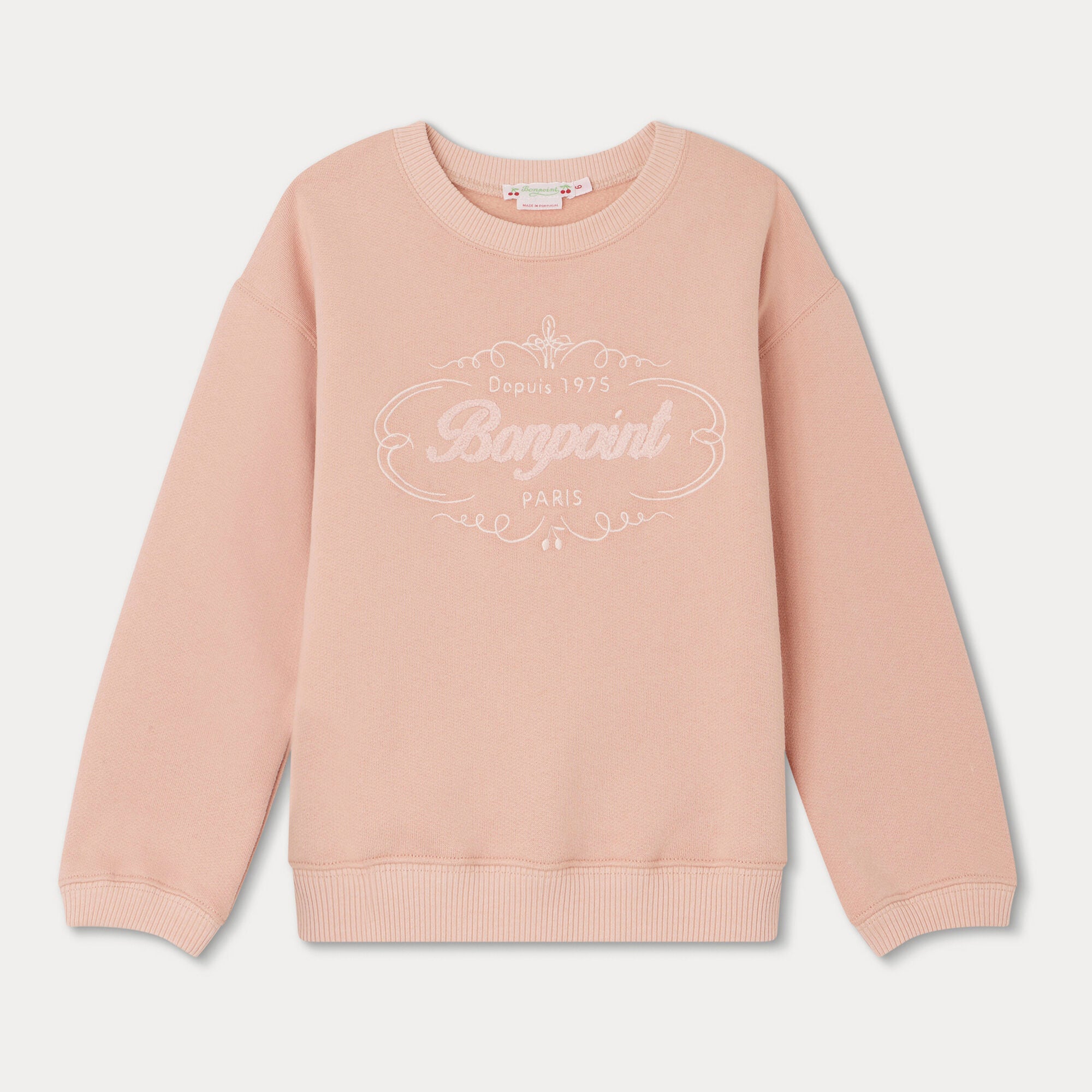 Girls Pink Logo Cotton Sweatshirt