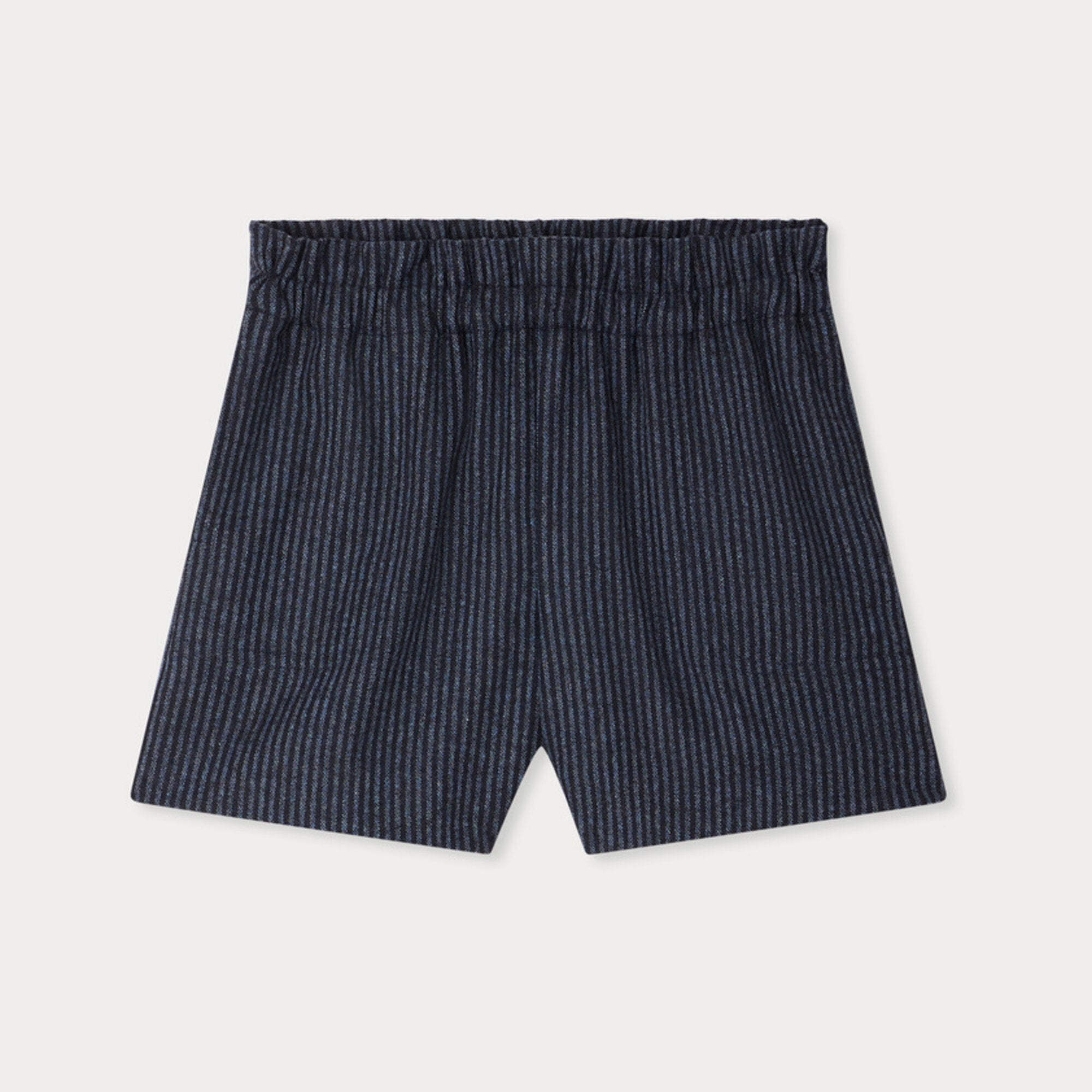 Girls Dark Blue Stripes Wool Shorts