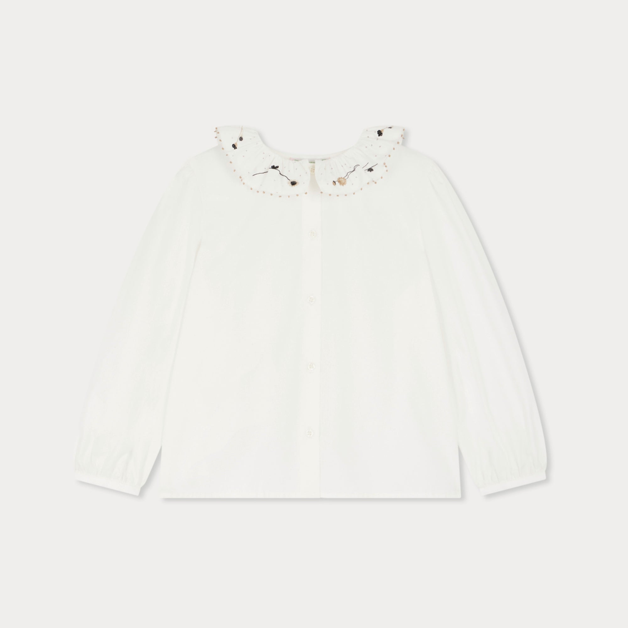 Girls White Embroidered Cotton Blouse