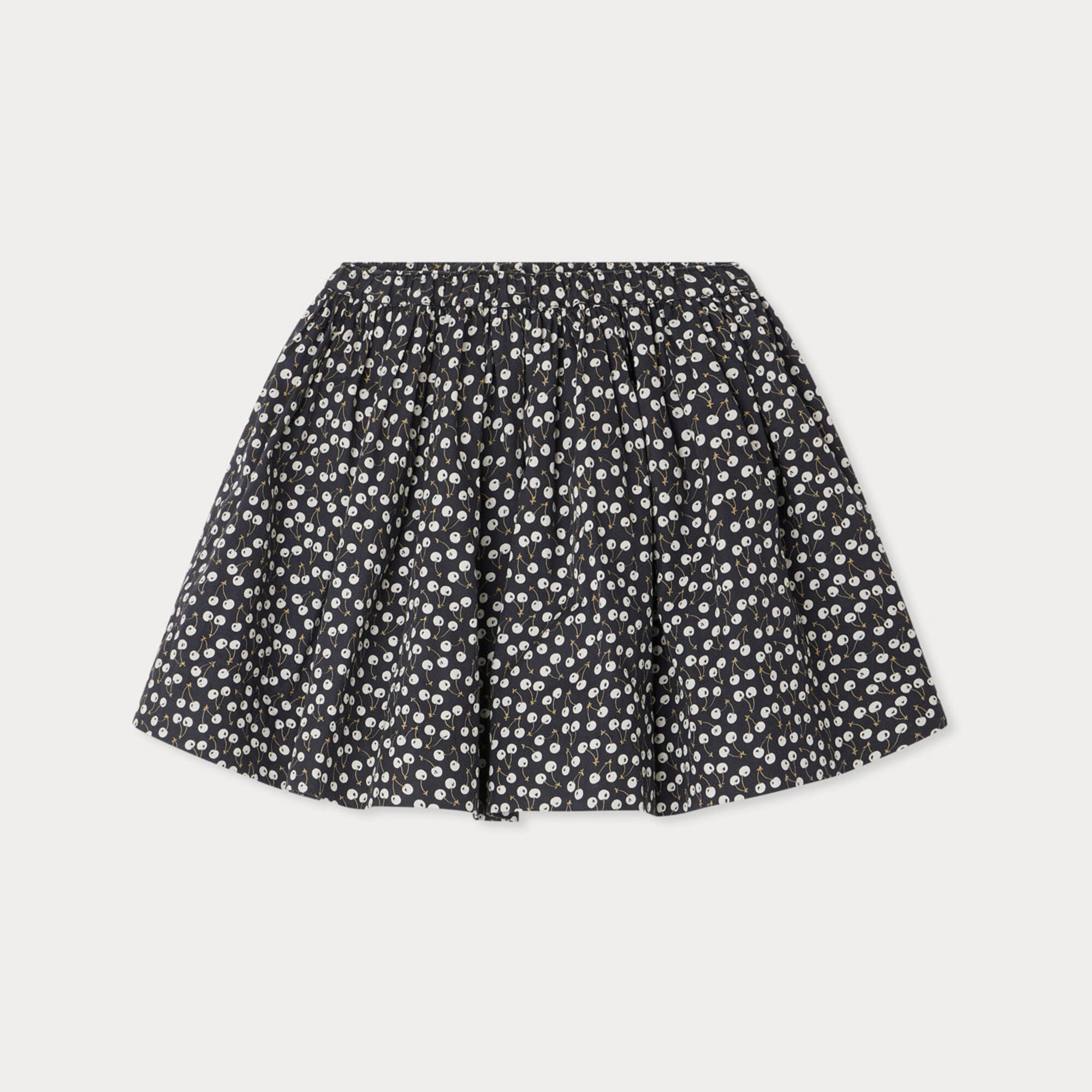 Girls Navy Cherry Printed Cotton Skirt