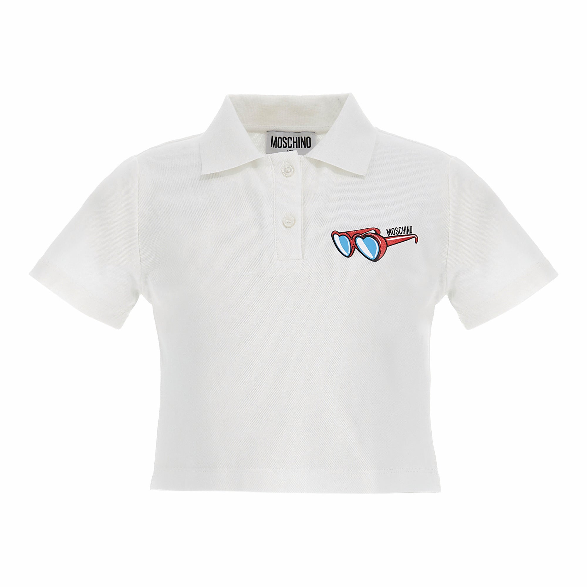 Girls White Cotton Polo Shirt