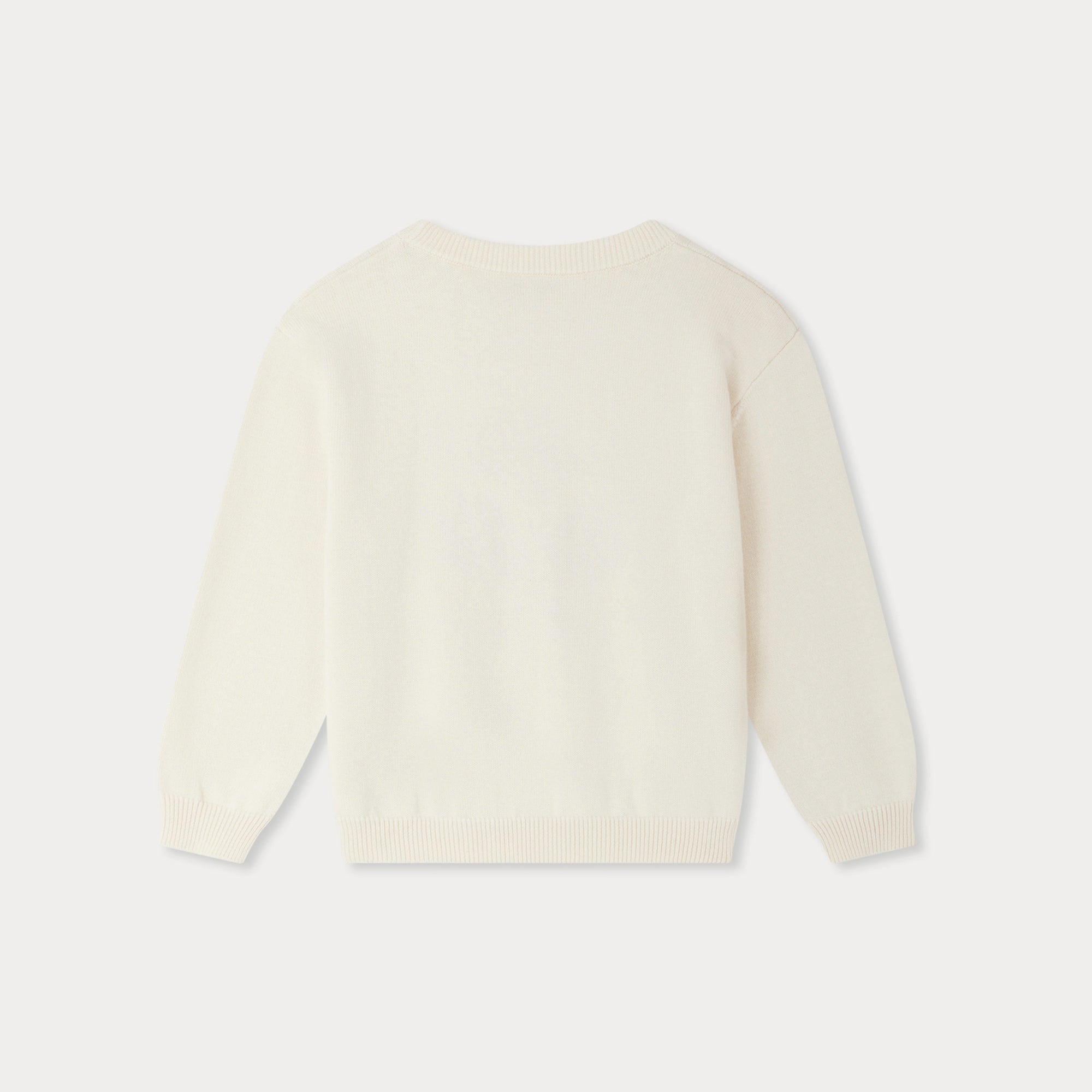 Boys White Embroidered Cotton Sweater