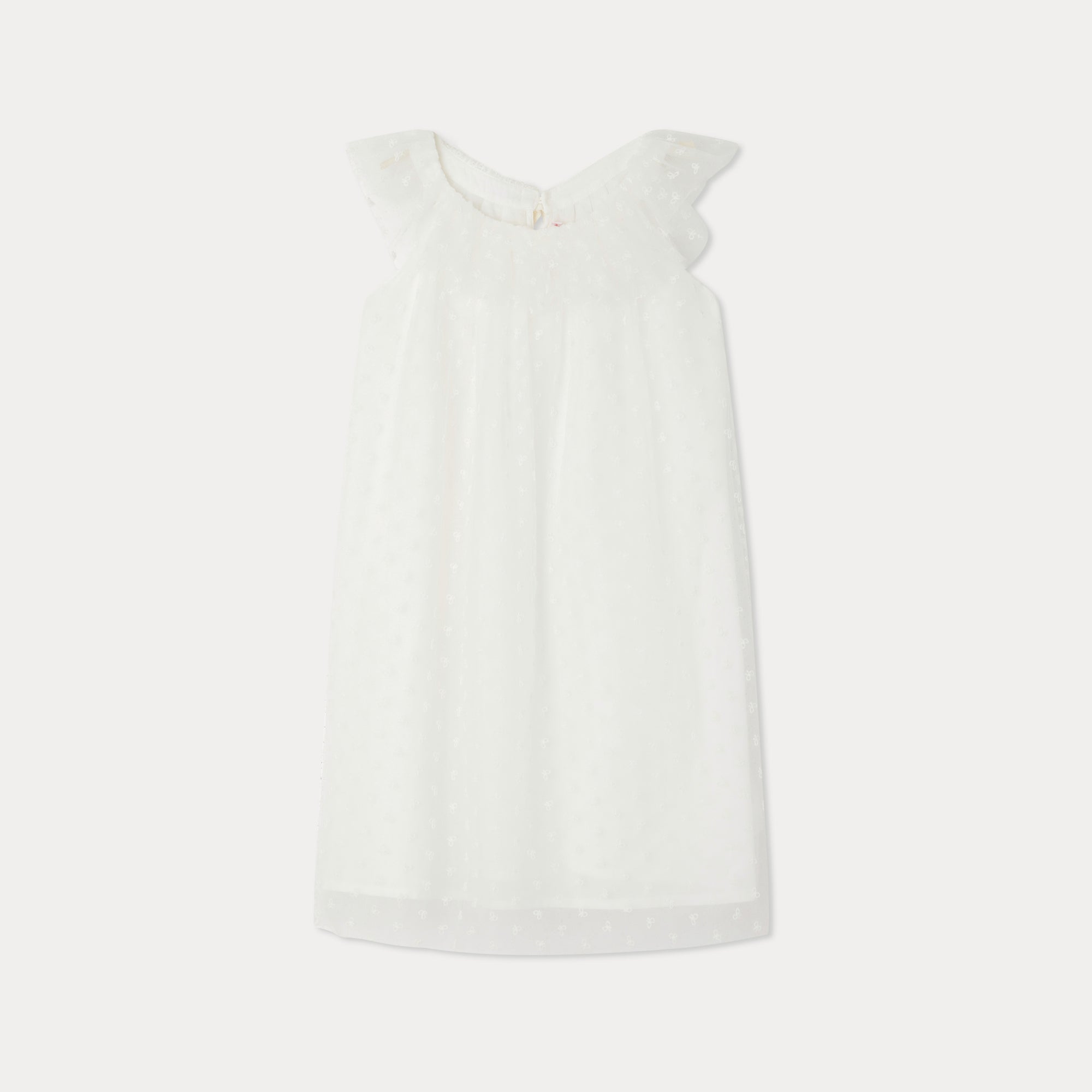 Girls White Embroidered Tulle Dress