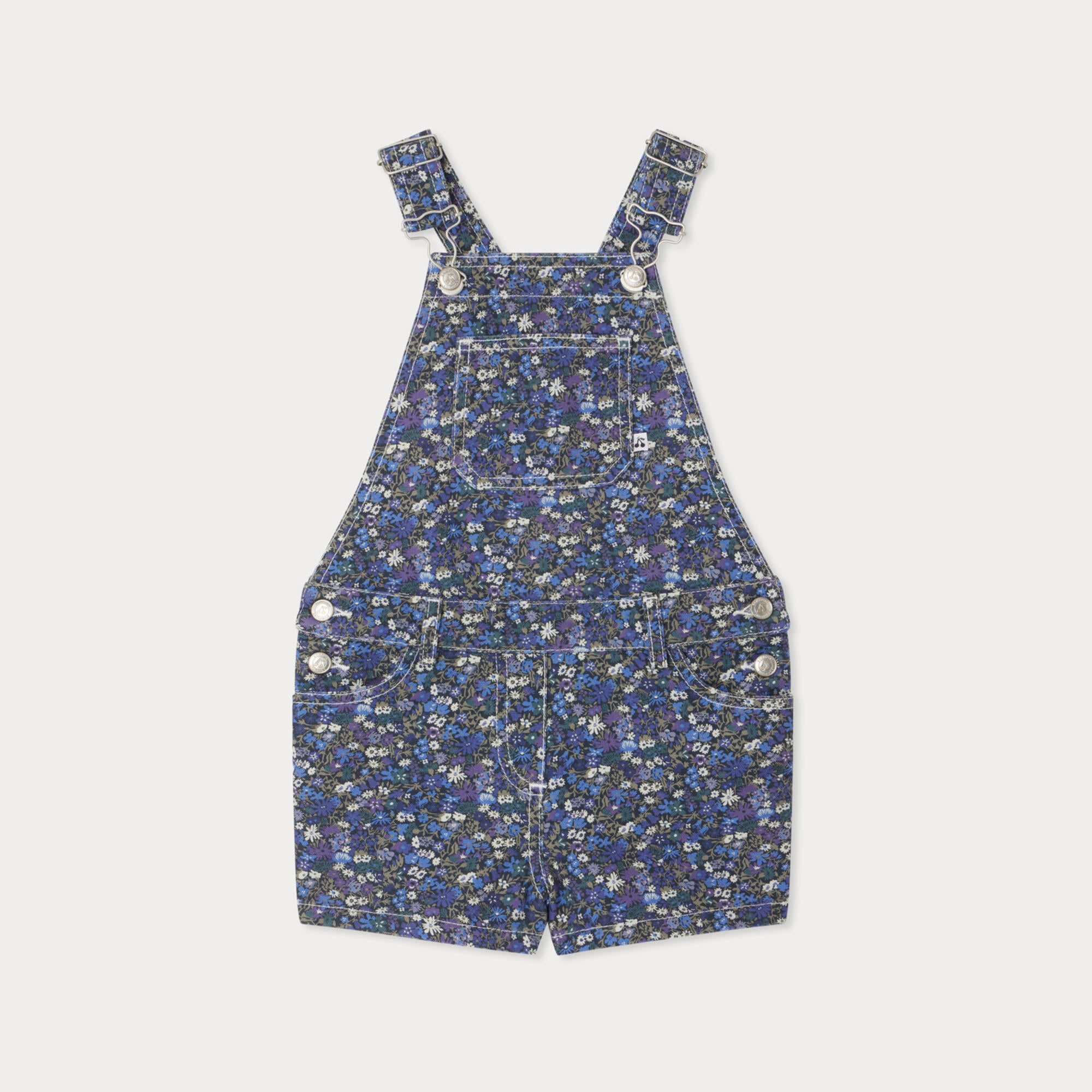Girls Blue Floral Cotton Jumpsuit