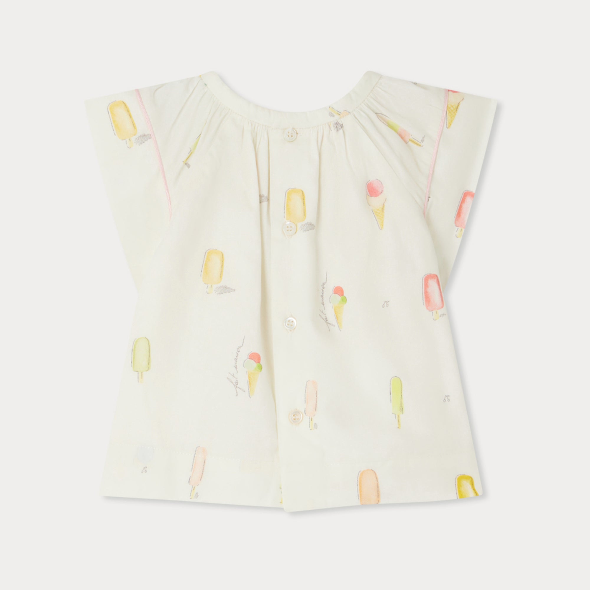Baby Girls Ivory Printed Cotton Top
